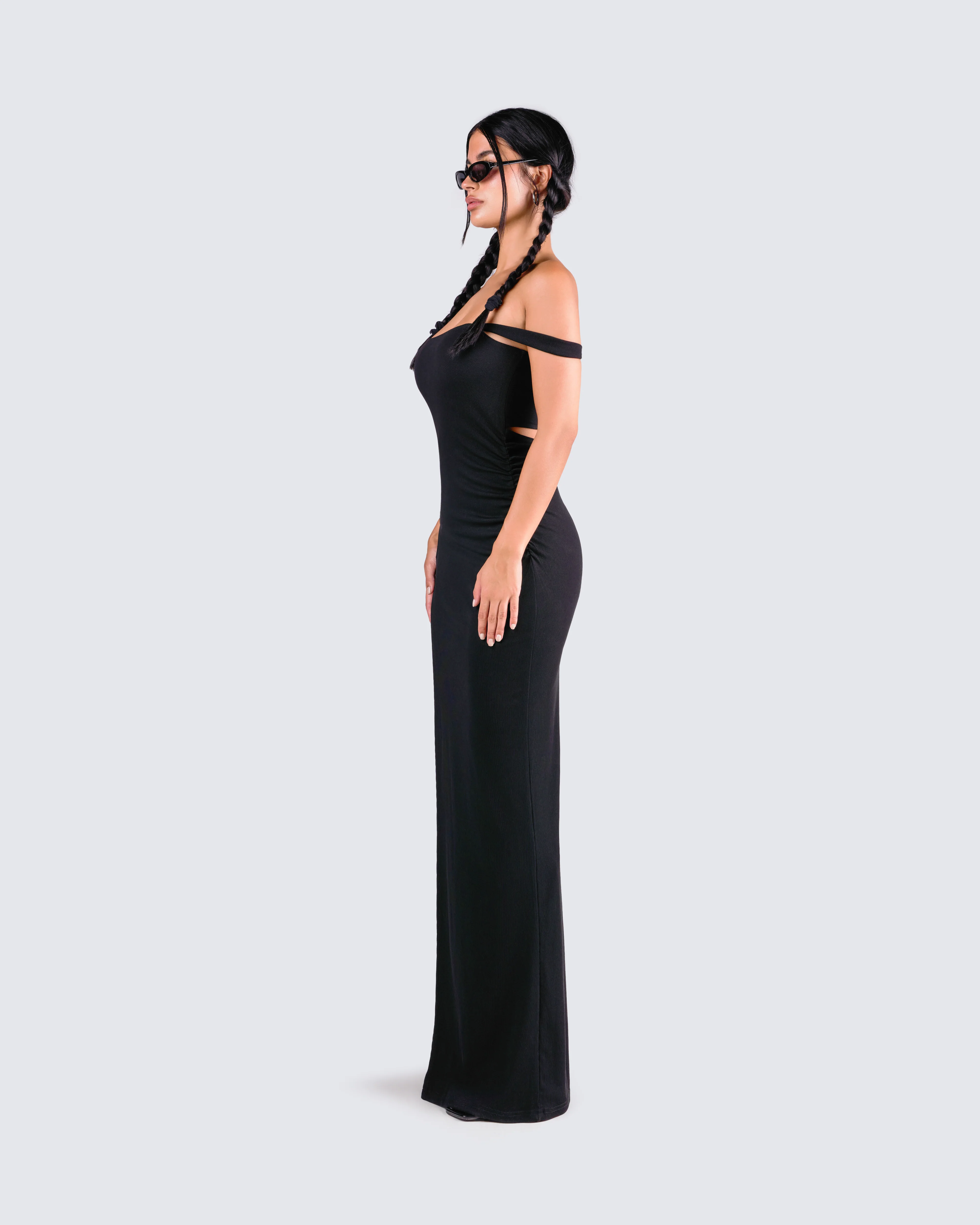 Janine Black Cut Out Maxi Dress - Image 5