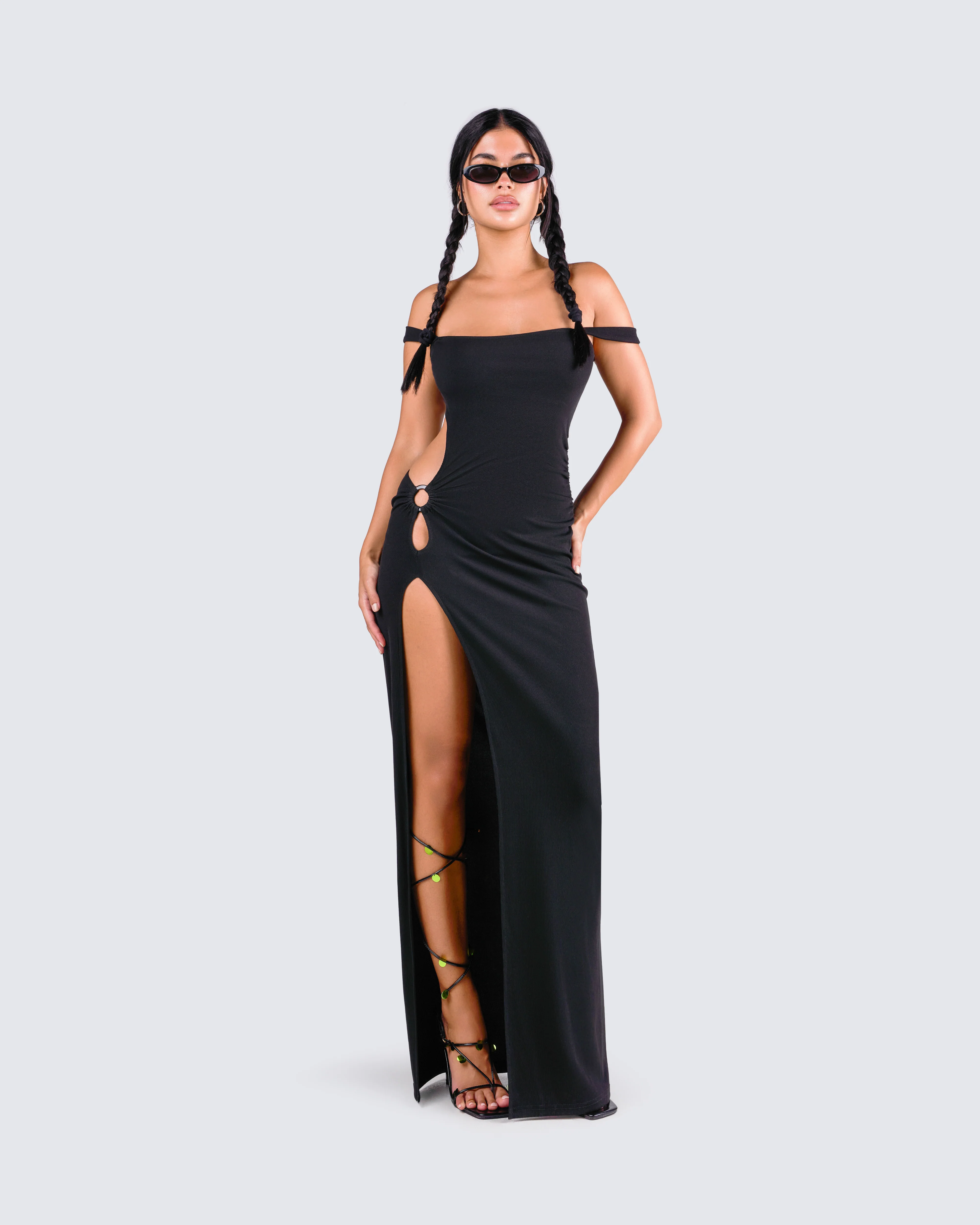 Janine Black Cut Out Maxi Dress - Image 6