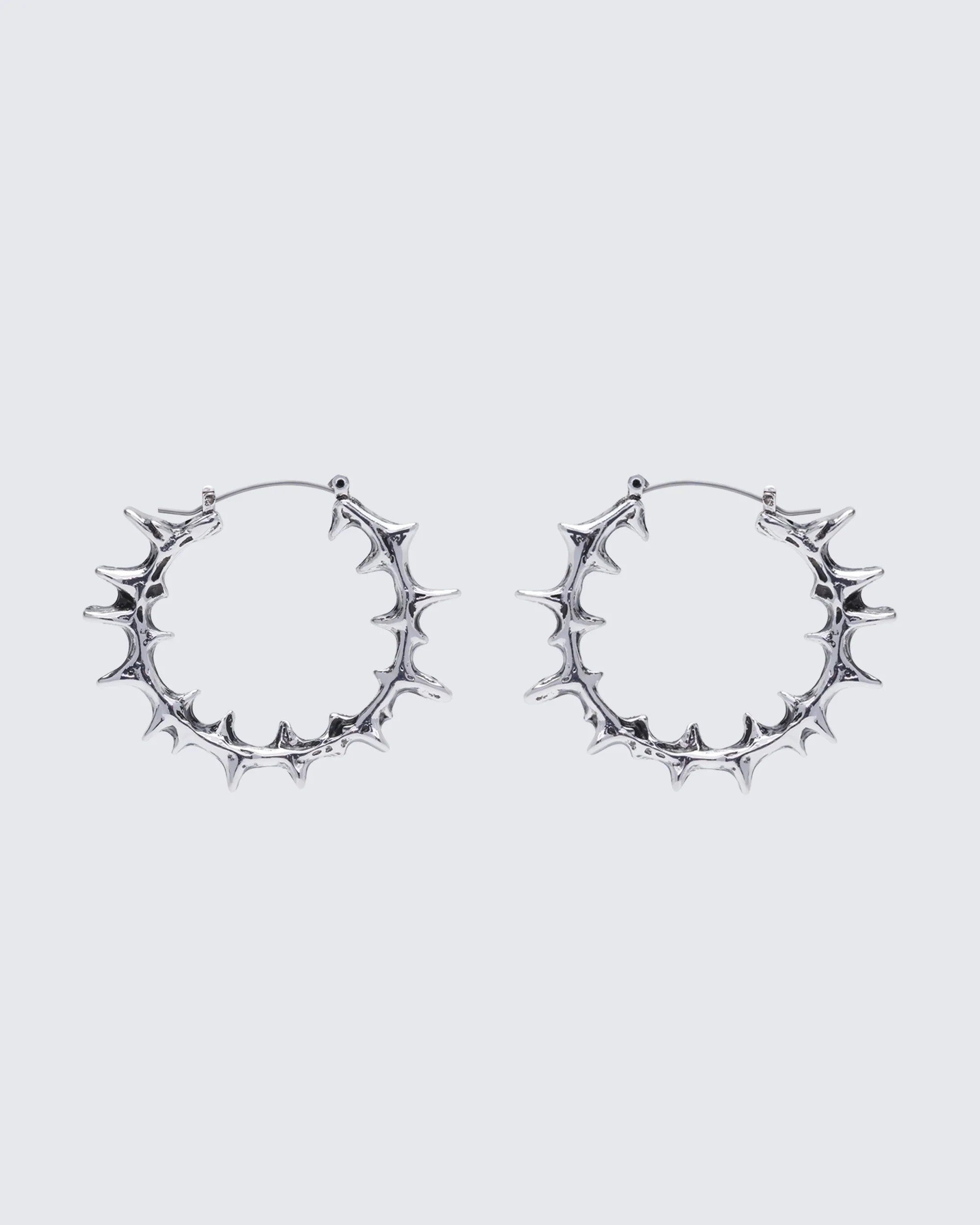Janise Silver Molten Spike Hoop Earrings - Image 2