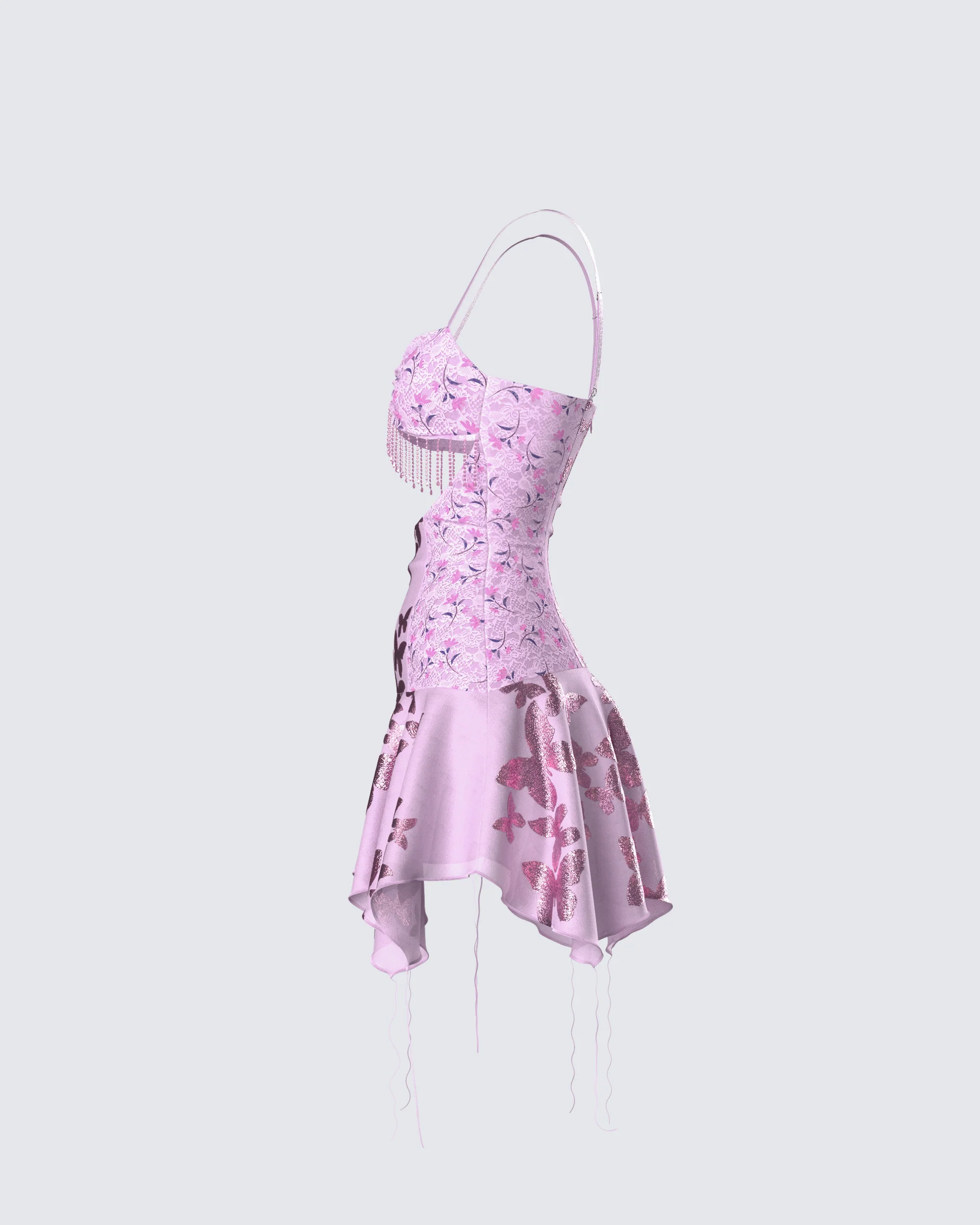 Jaxie Pink Lace Sequin Micro Mini Dress - Image 2