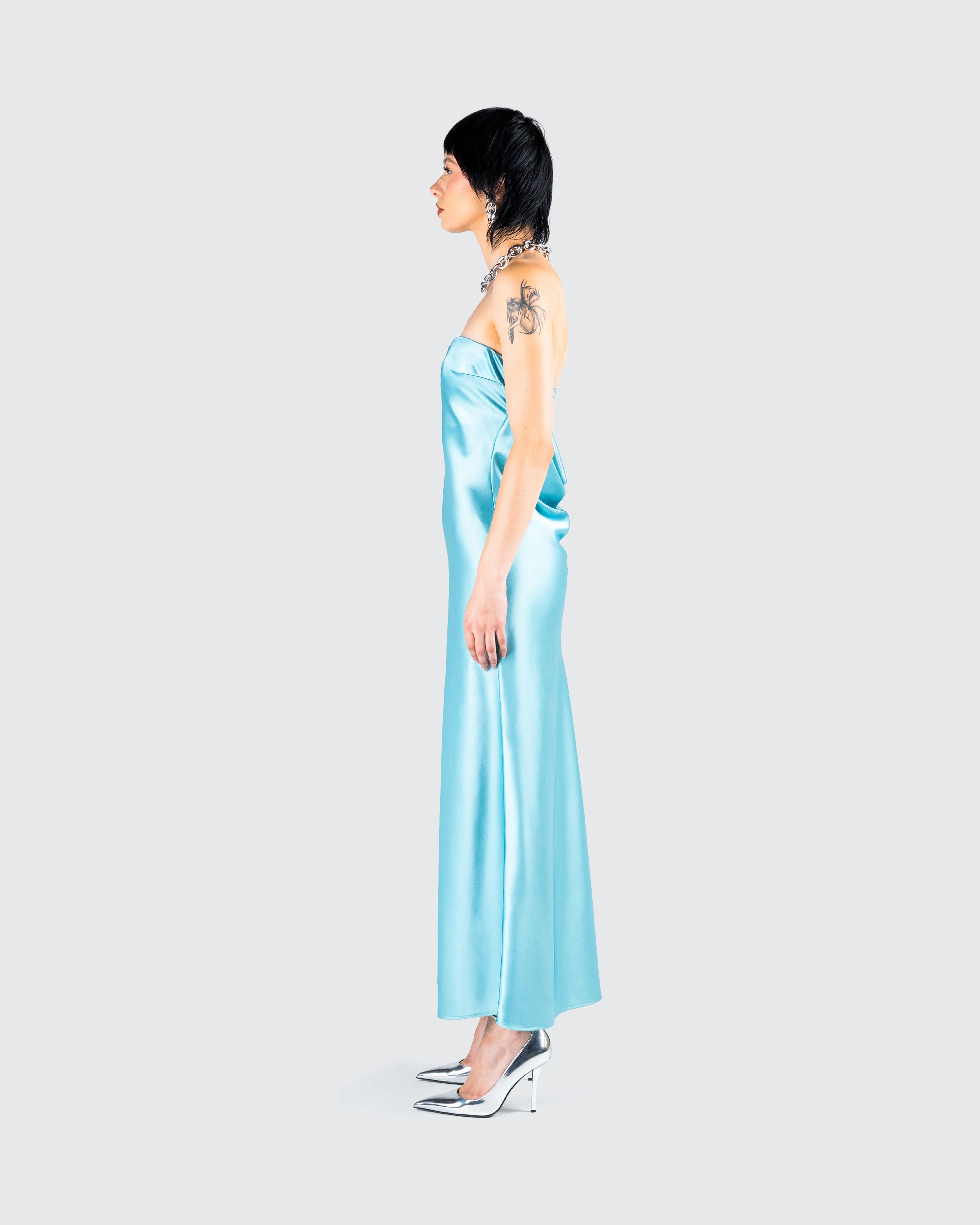 Jayden Aqua Strapless Dress - Image 6