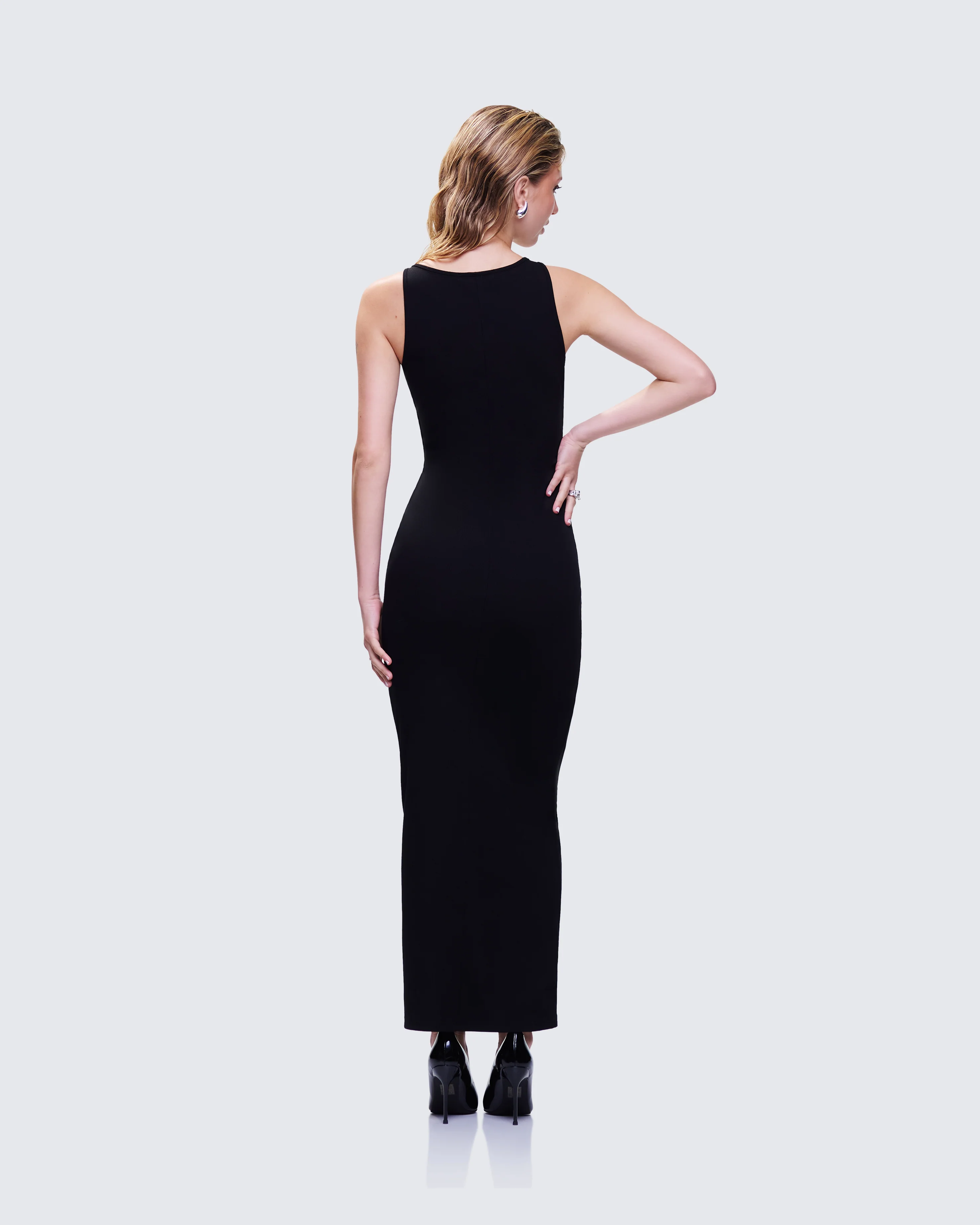 Jazlyn Black Invisible Strap Maxi Dress - Image 7