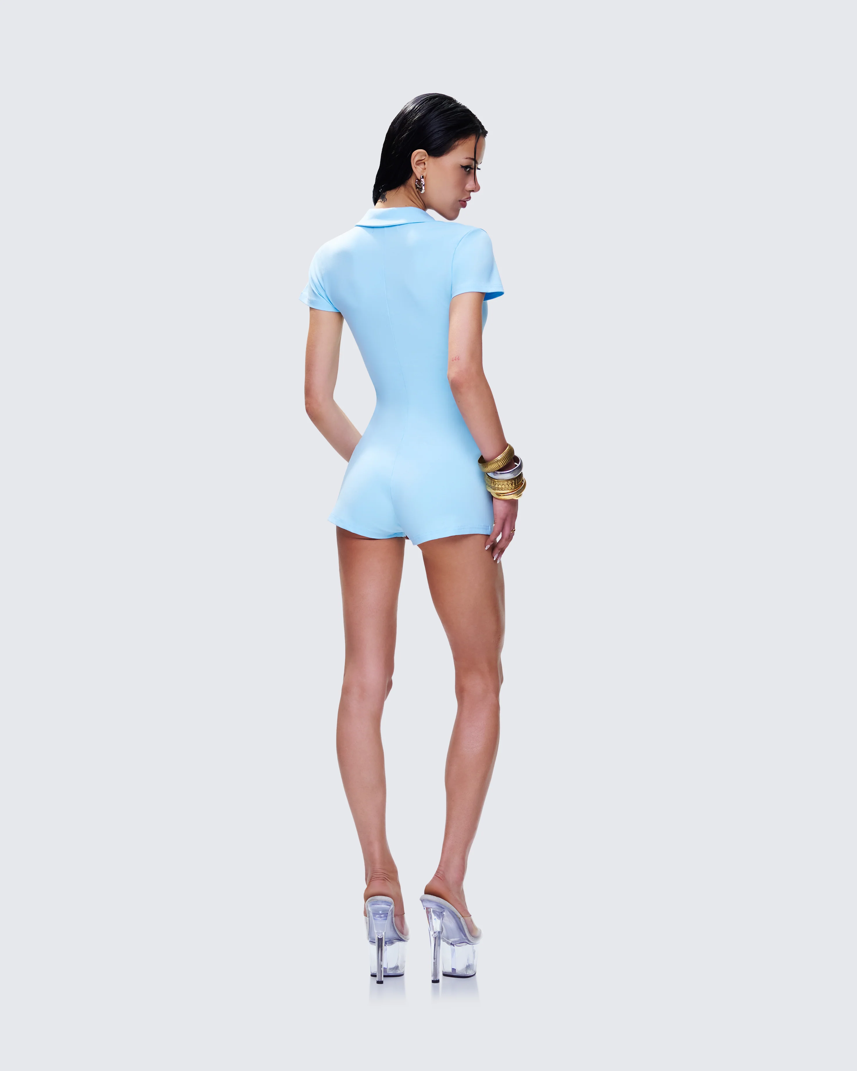 Jeane Marie Blue Mini Rib Romper - Image 5