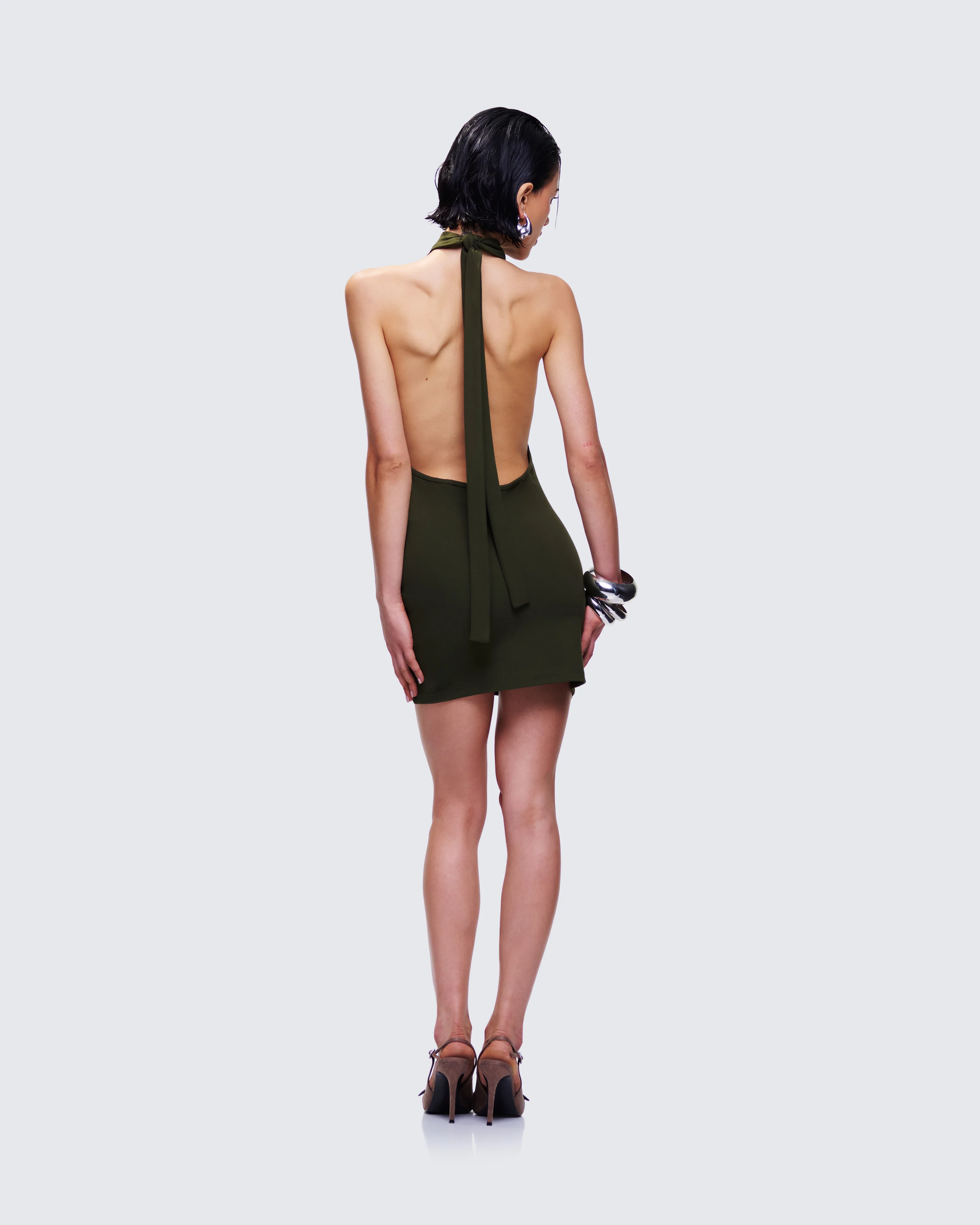 Jess Olive Halter Dress - Image 5