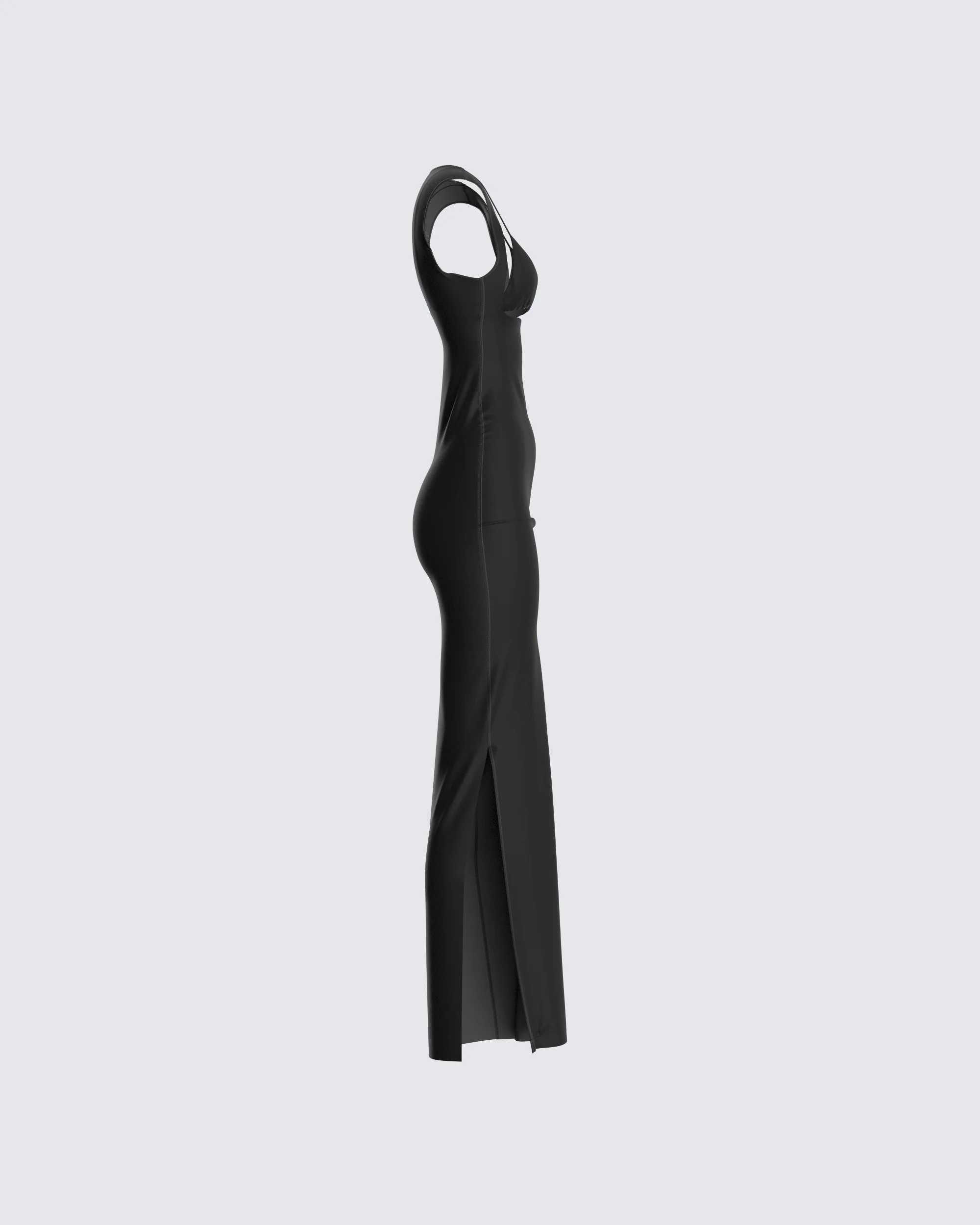 Jett Black Knit Cut Out Maxi Dress - Image 2