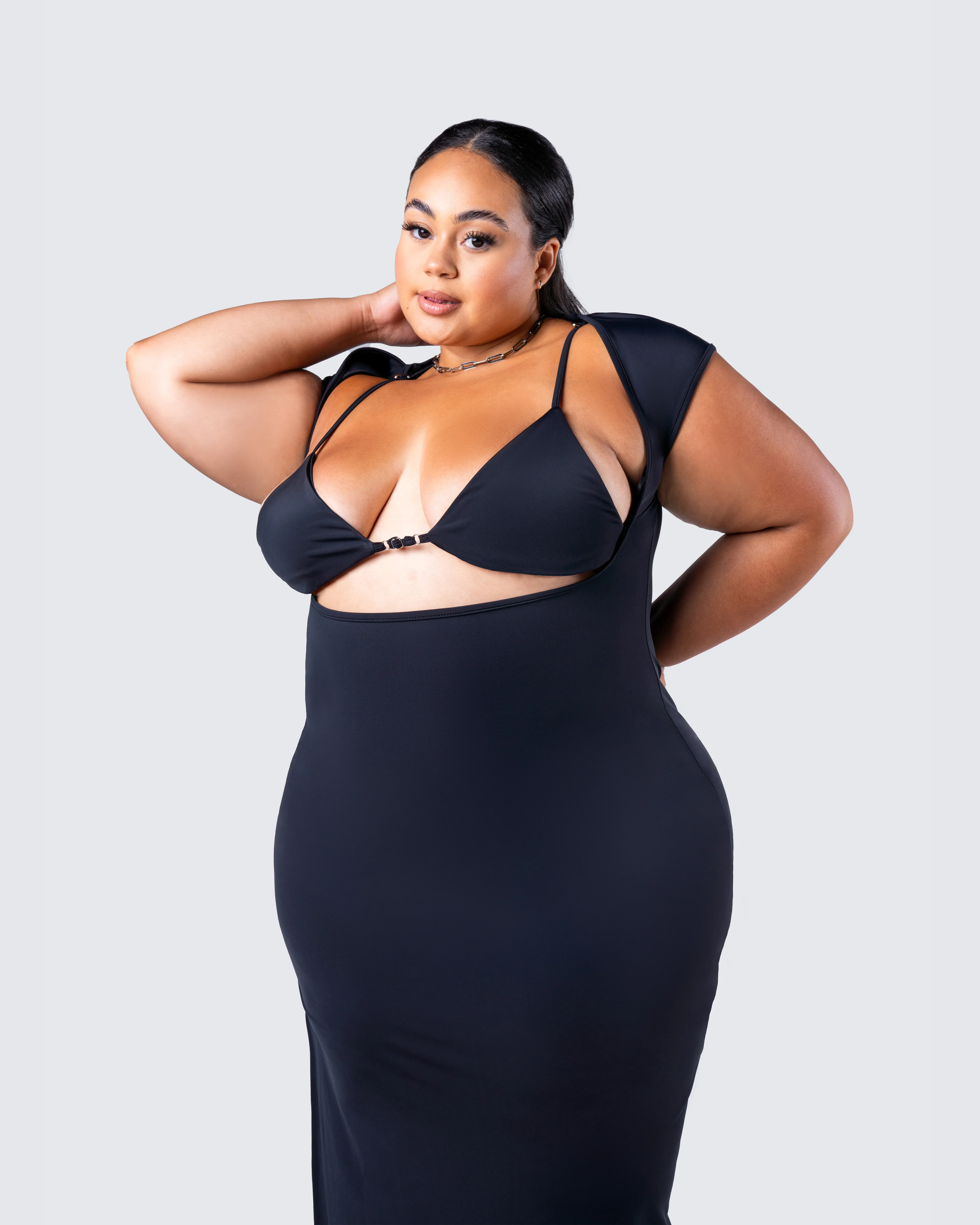 Jett Black Knit Cut Out Maxi Dress - Image 9