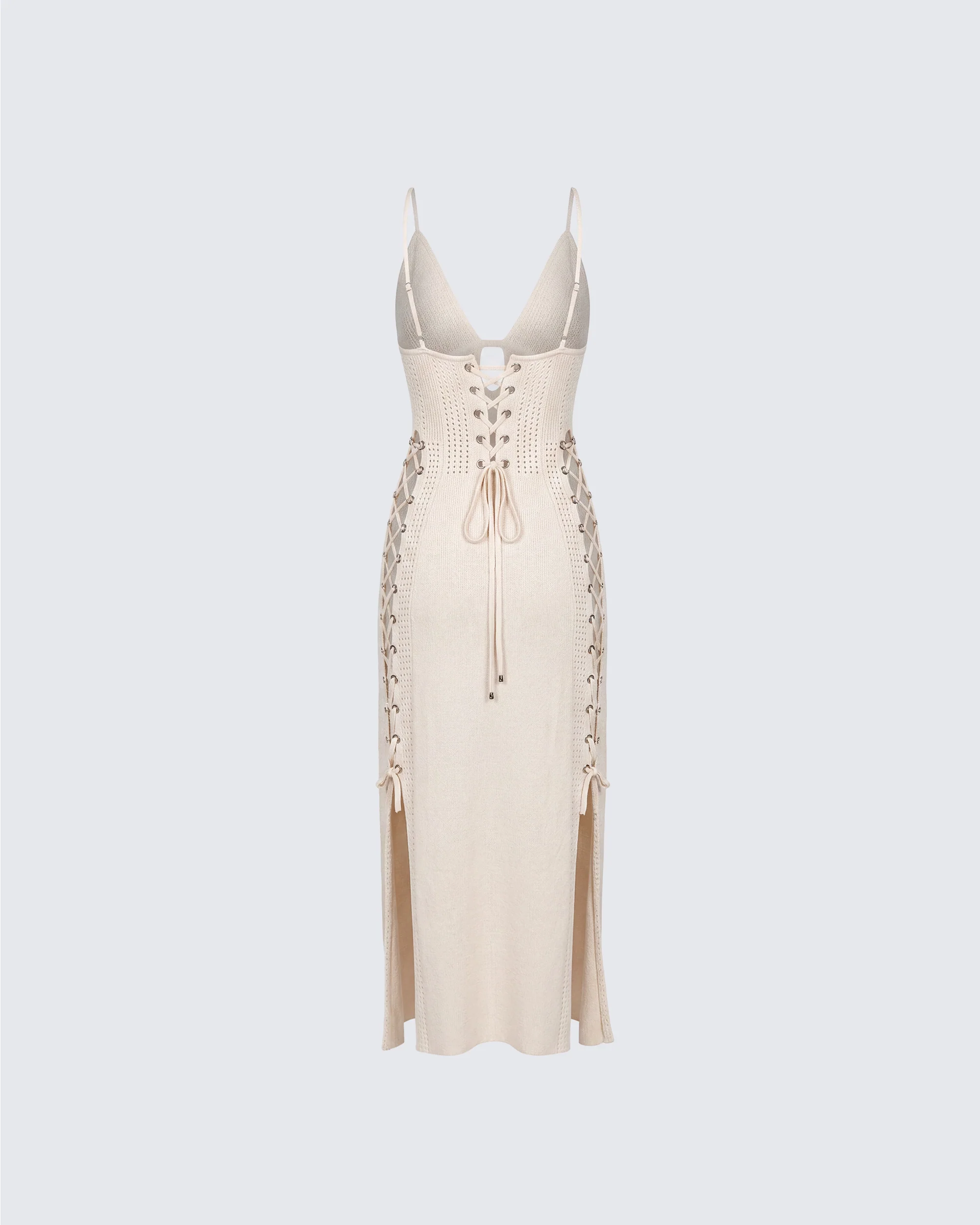 Jing Ivory Crochet Knit Midi Dress - Image 2