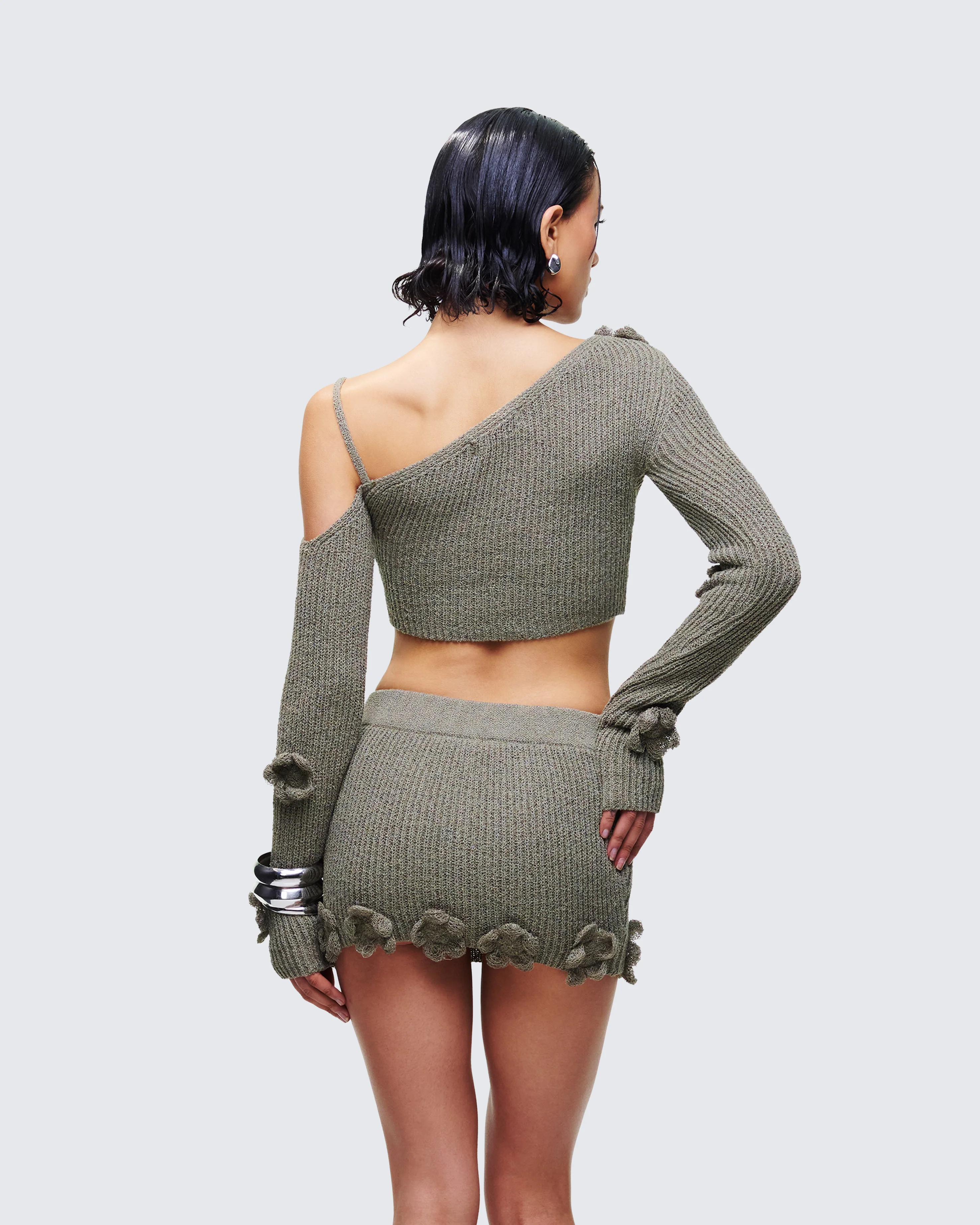 Jordan Green Knit One Shoulder Top - Image 4