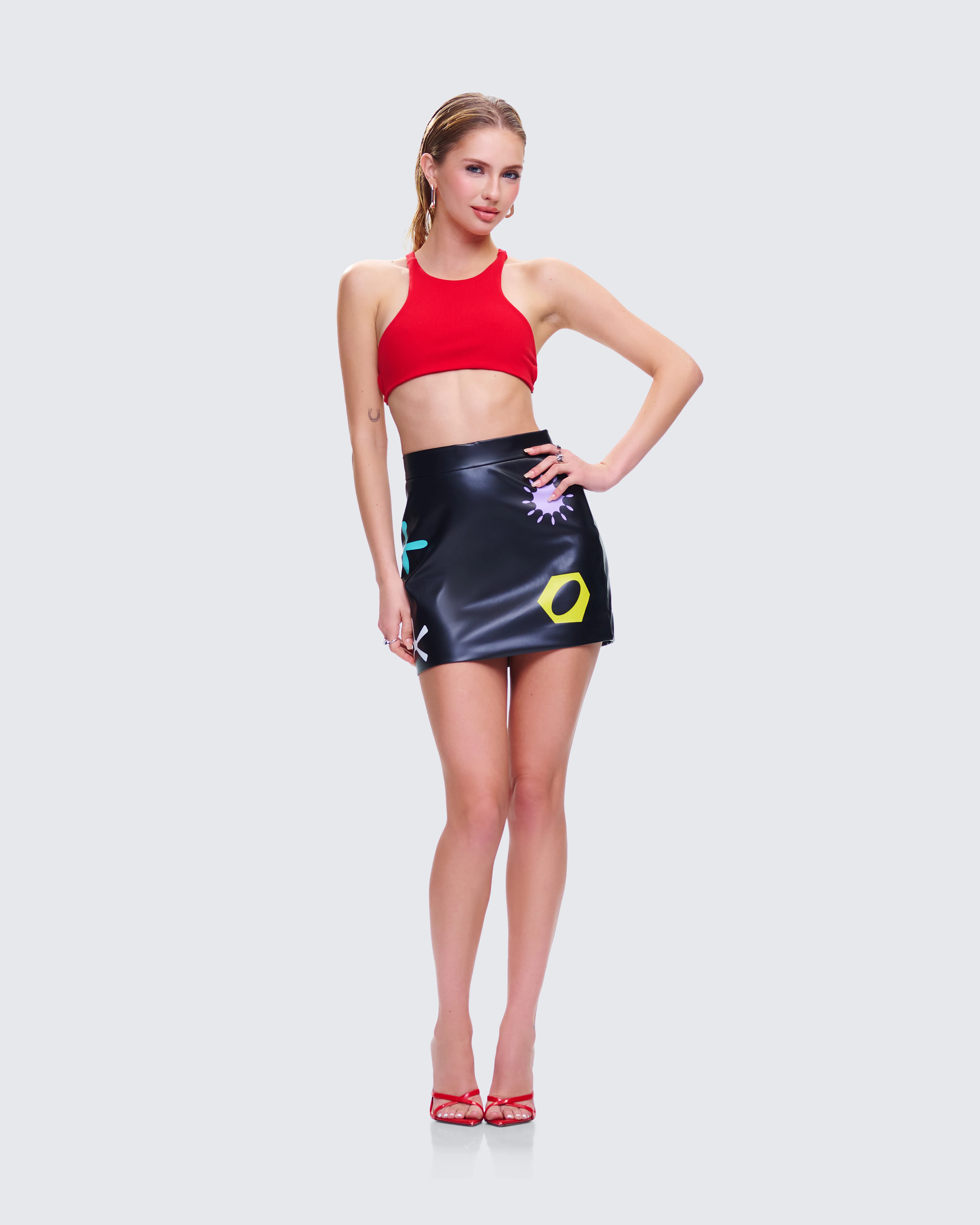 Jordy Black Vegan Leather Skirt - Image 8