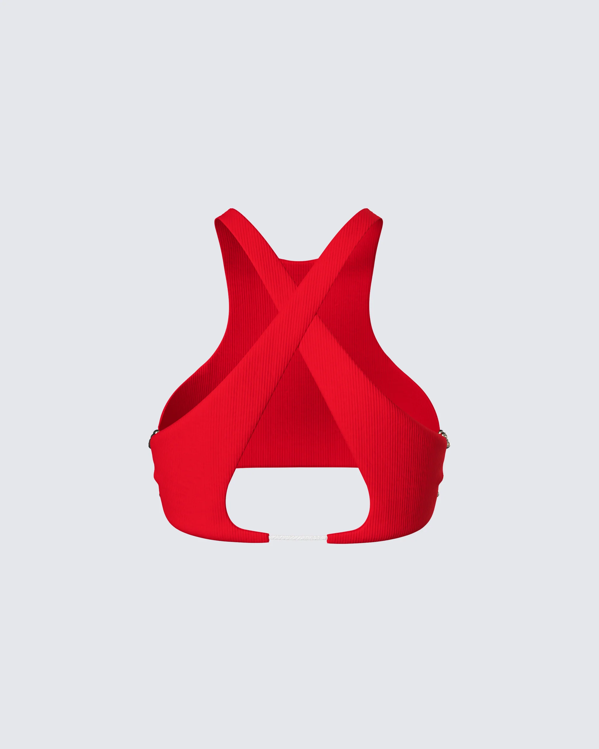 Jordy Red Rib Cropped Racer Top - Image 3