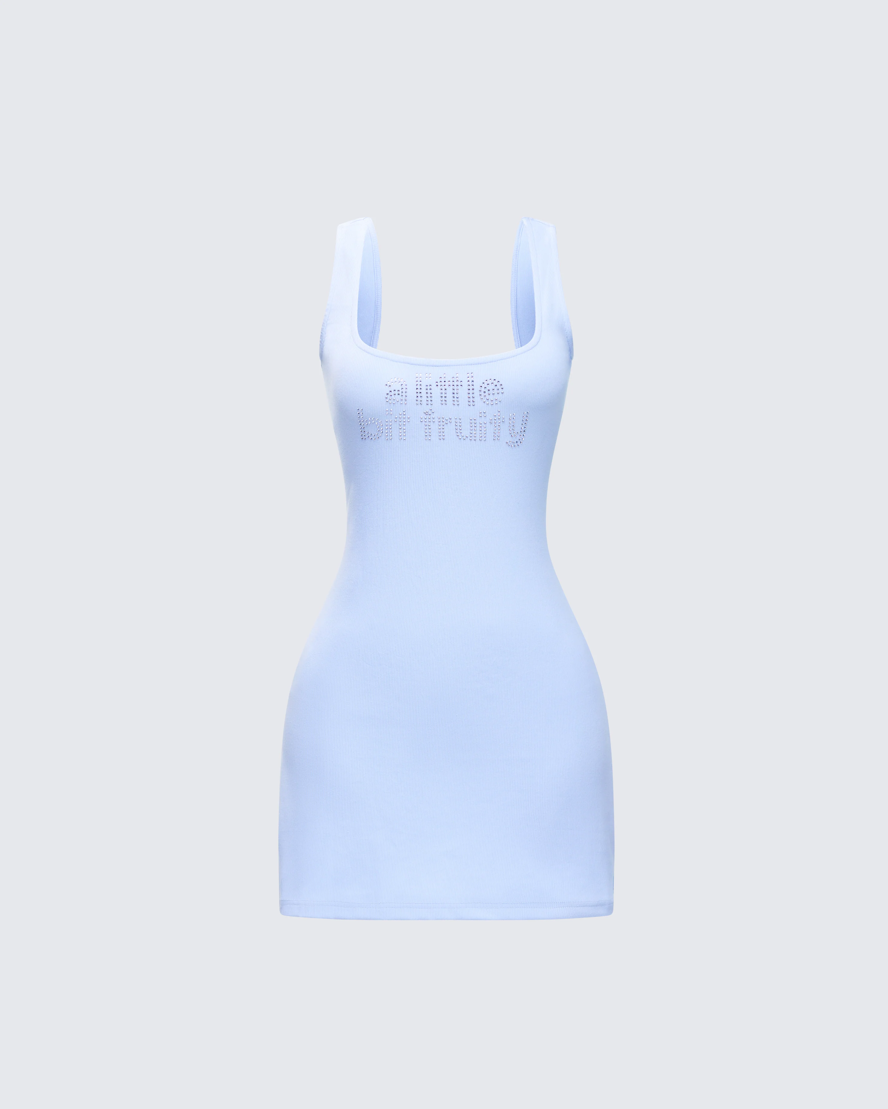 Jovie Blue Embellished Slogan Mini Dress