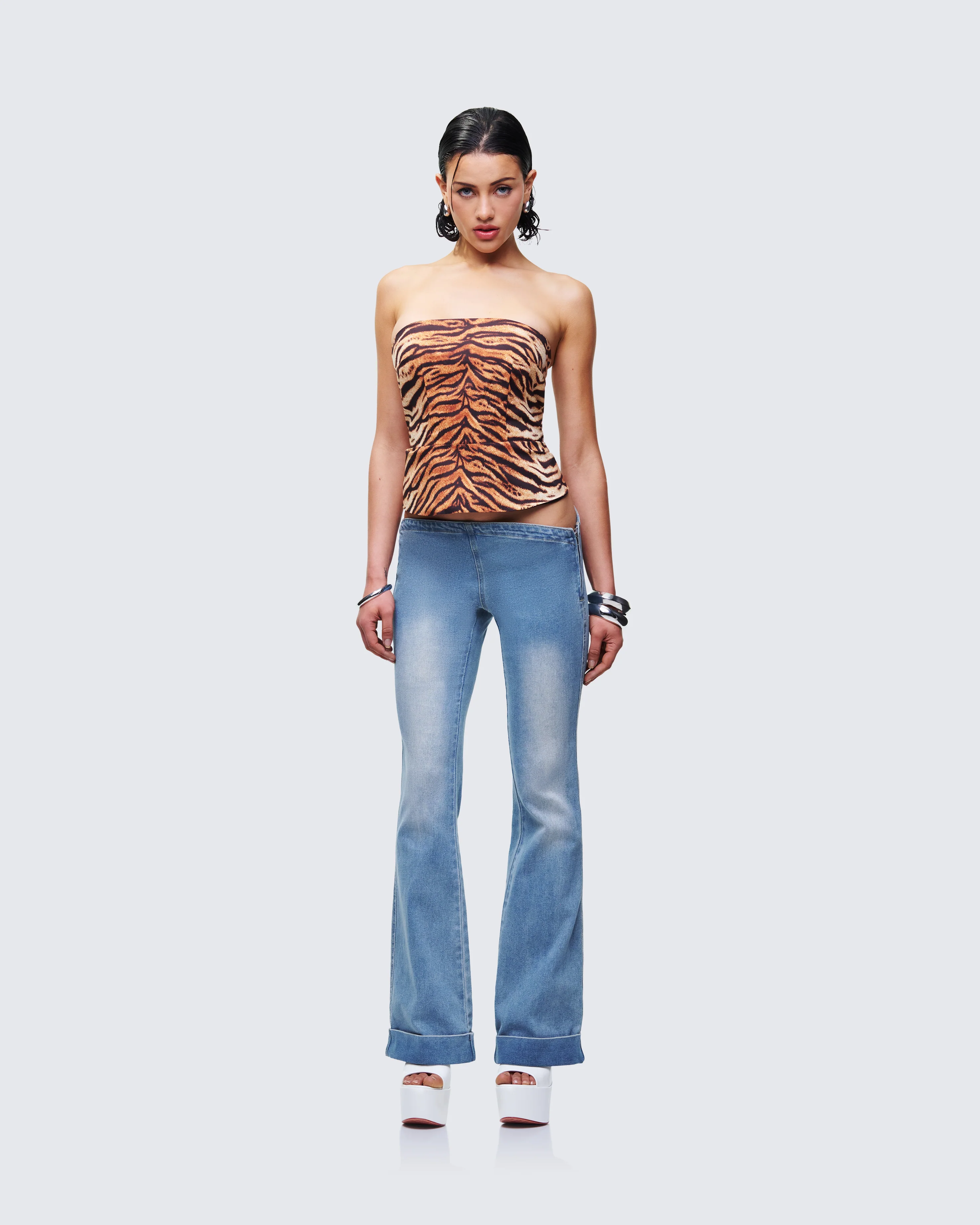 Juliana Brown Tiger Print Top - Image 5