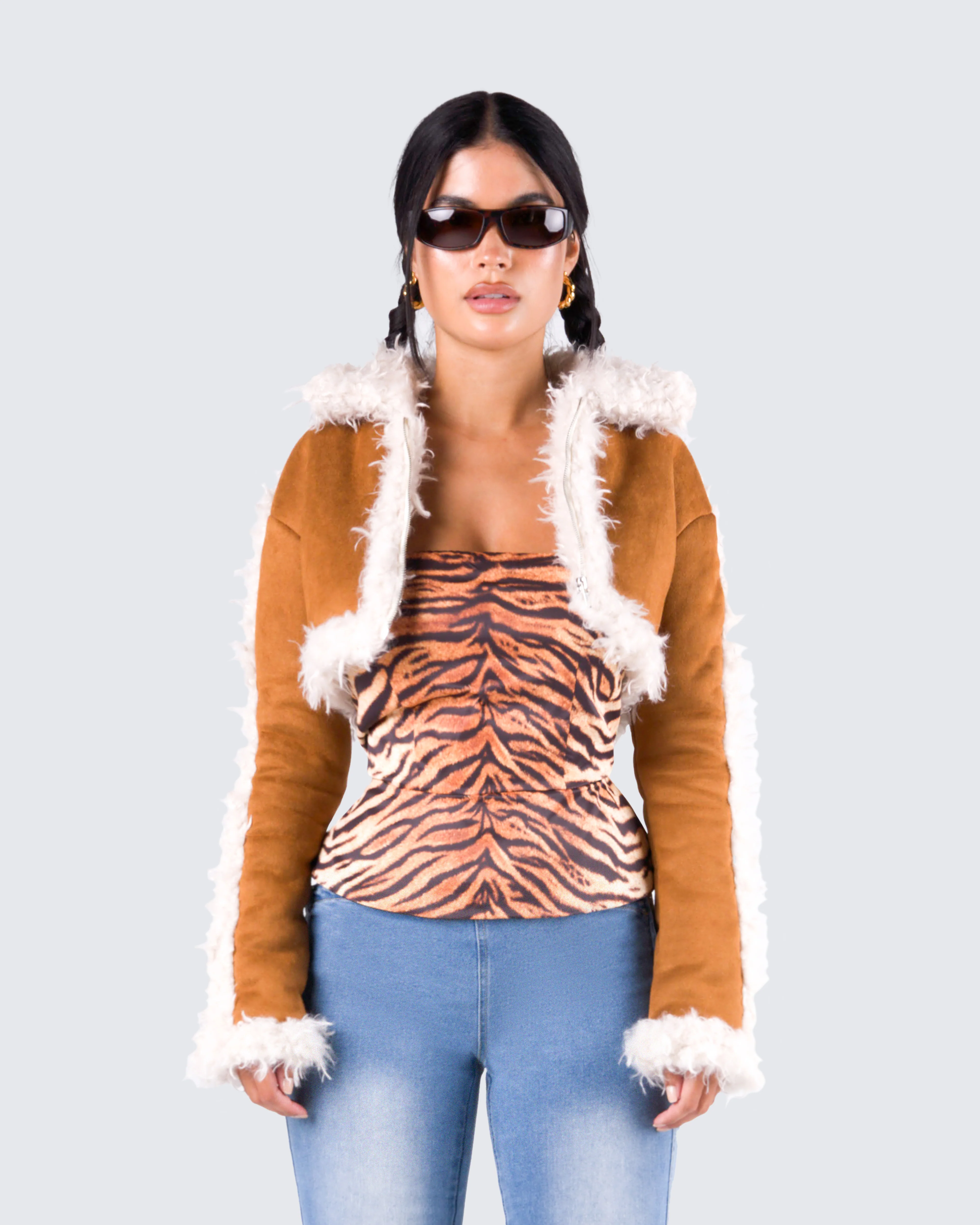 Juliana Tan Faux Shearling Jacket - Image 4