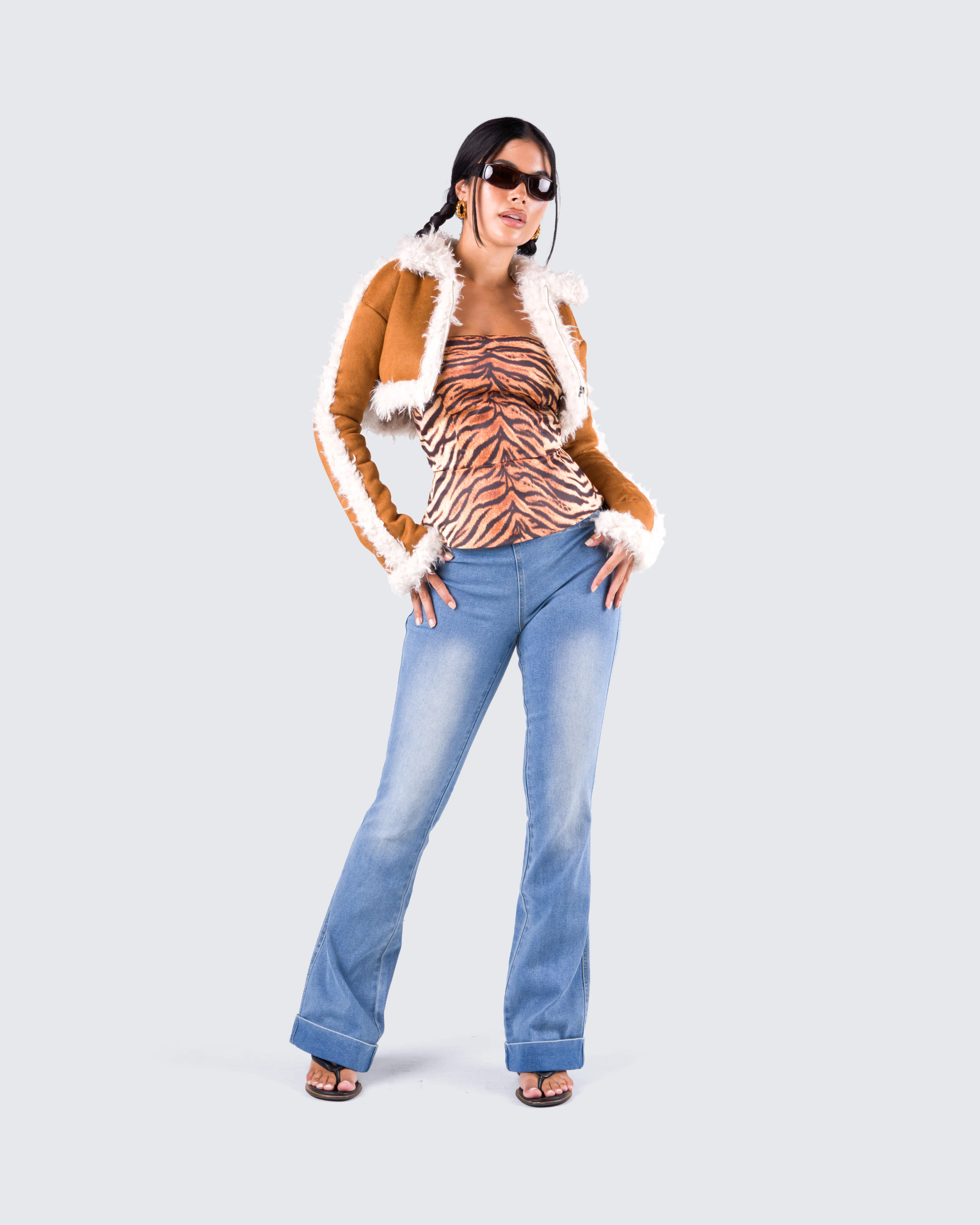 Juliana Tan Faux Shearling Jacket - Image 9