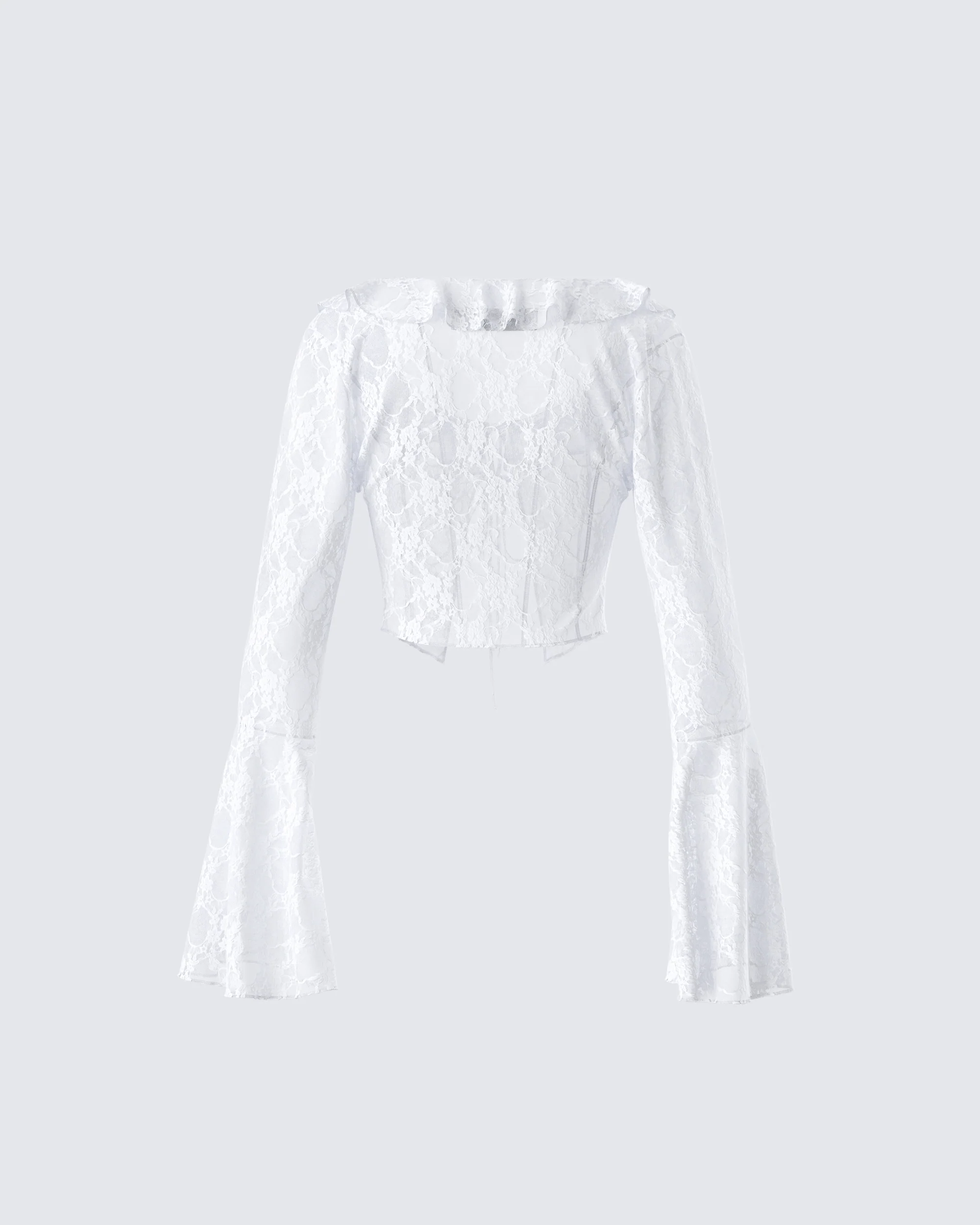 Juliet White Lace Ruffle Top - Image 3