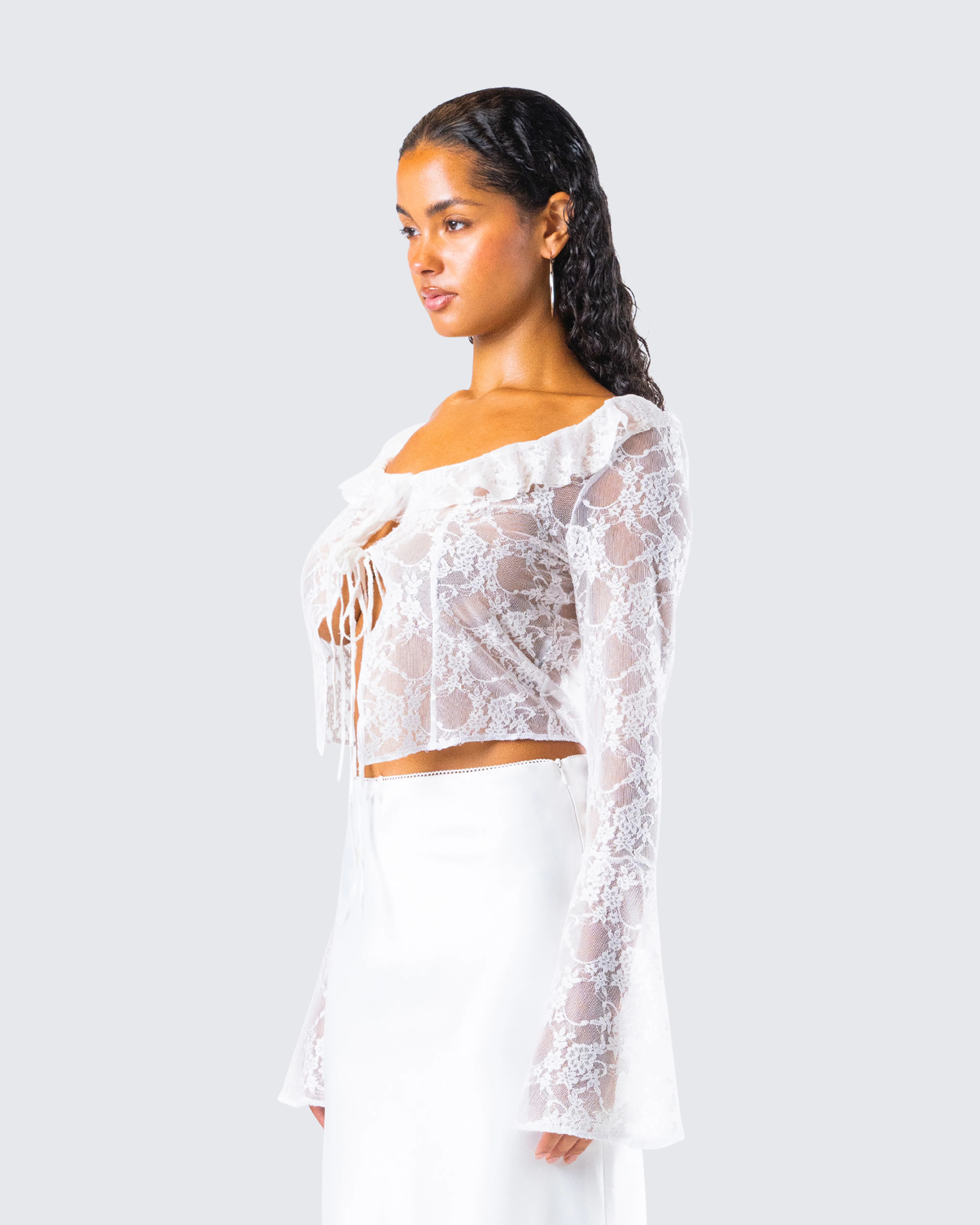 Juliet White Lace Ruffle Top - Image 5