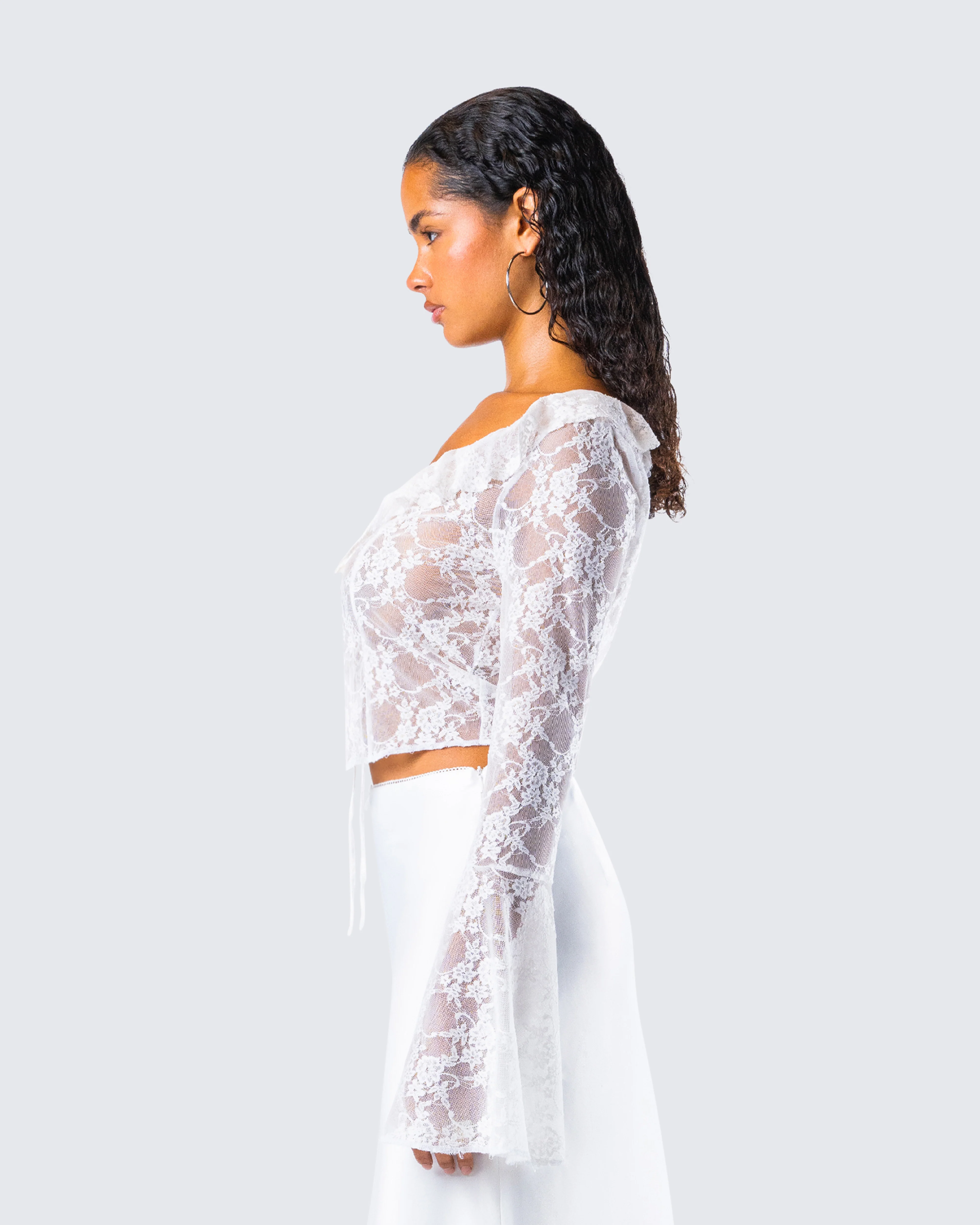 Juliet White Lace Ruffle Top - Image 6