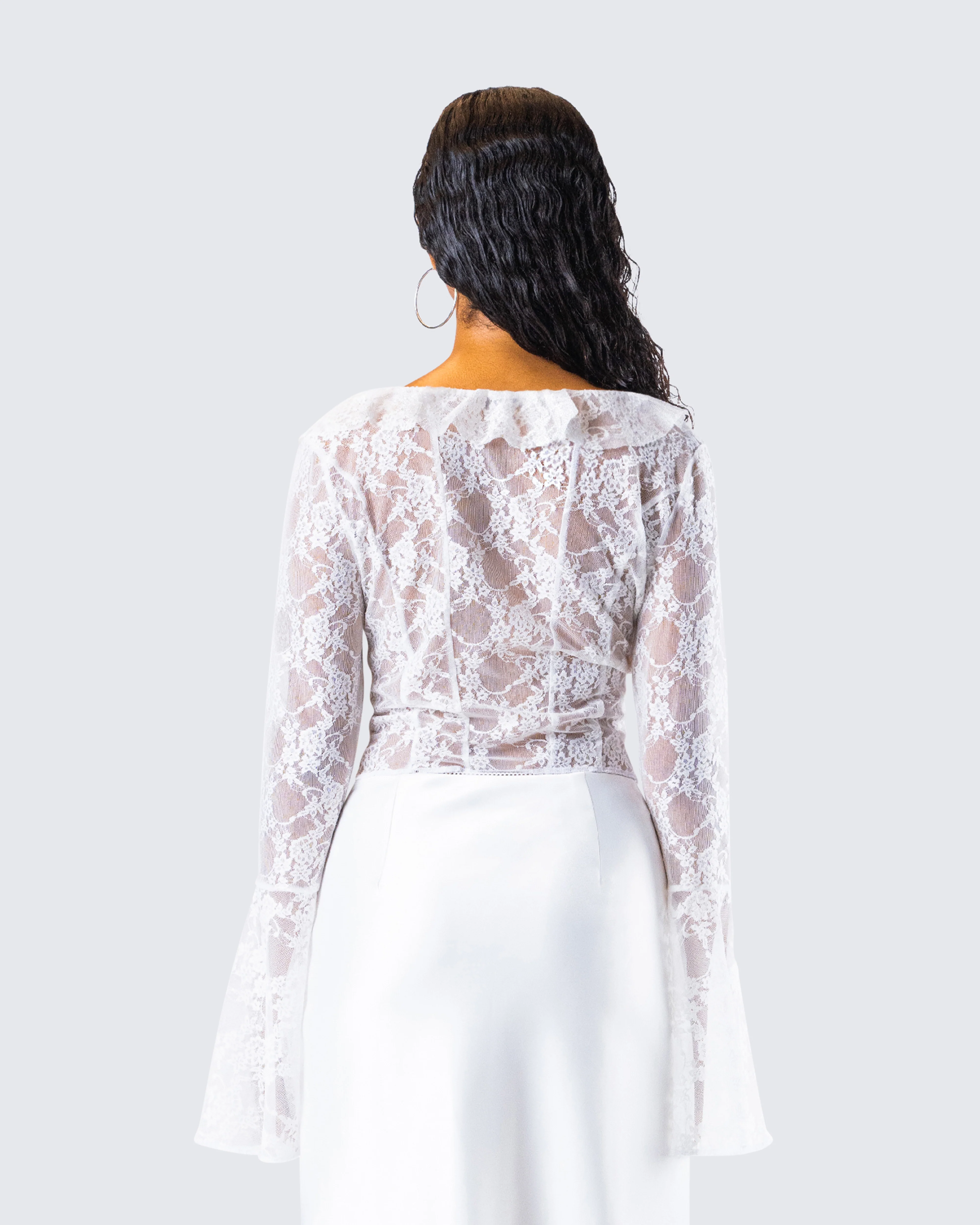 Juliet White Lace Ruffle Top - Image 7