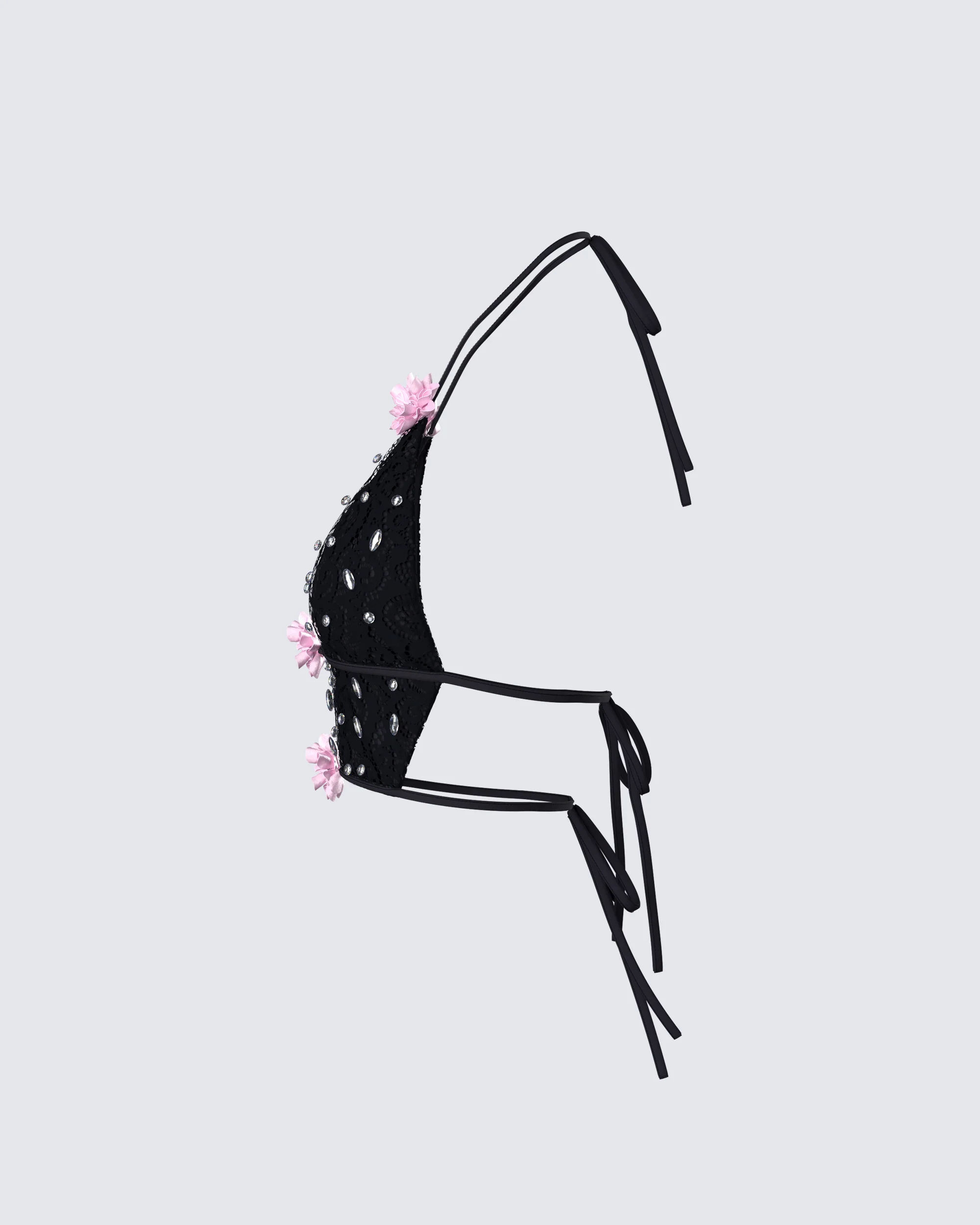 Julissa Black Hand Beaded Rhinestone Top - Image 2