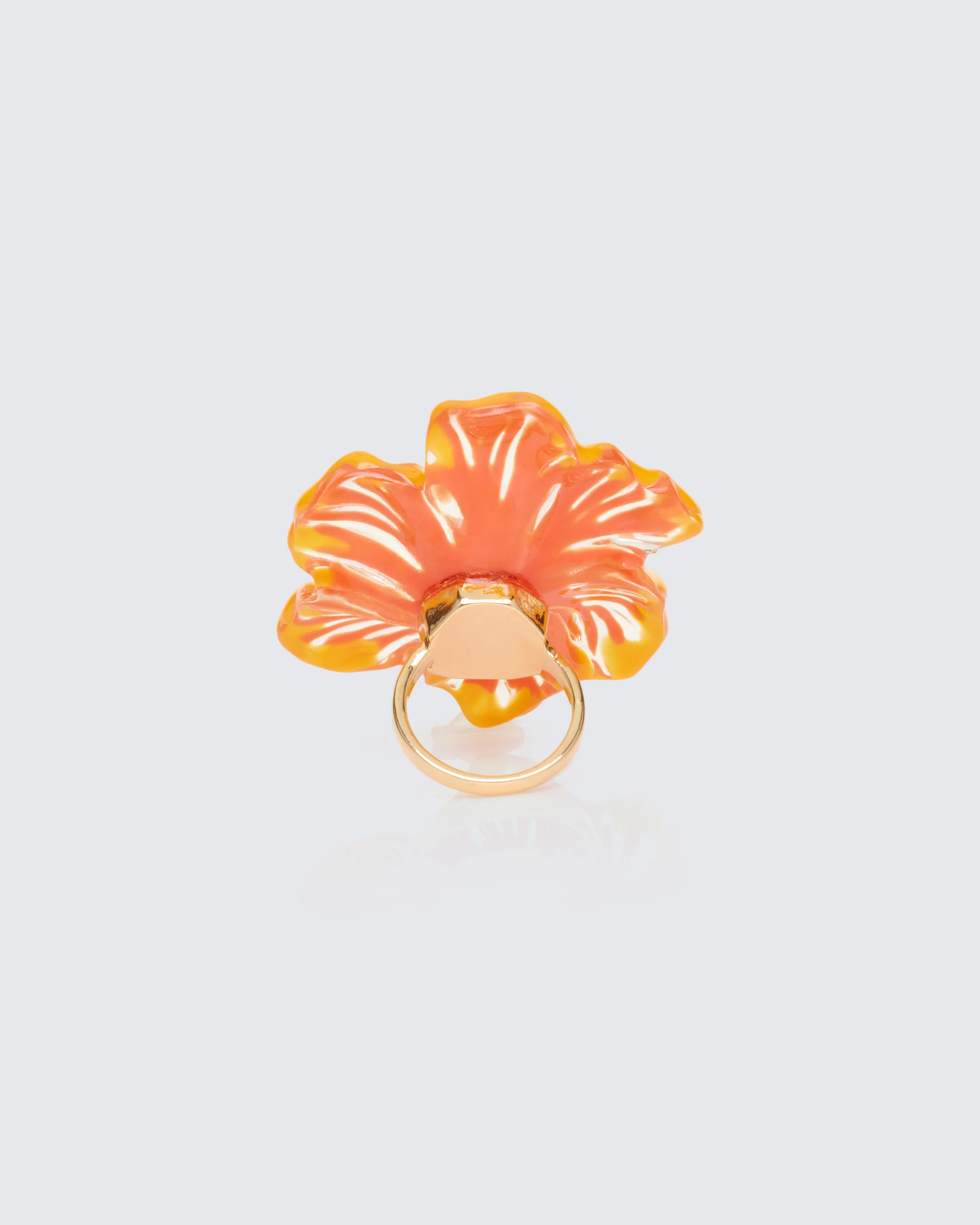 Juni Orange Plumeria Flower Ring - Image 2