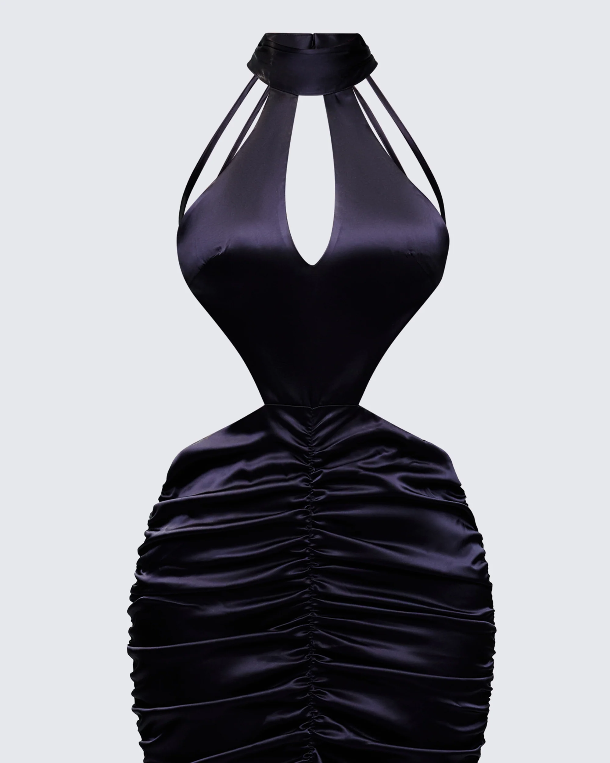 Junia Black Ruched Midi Dress - Image 6