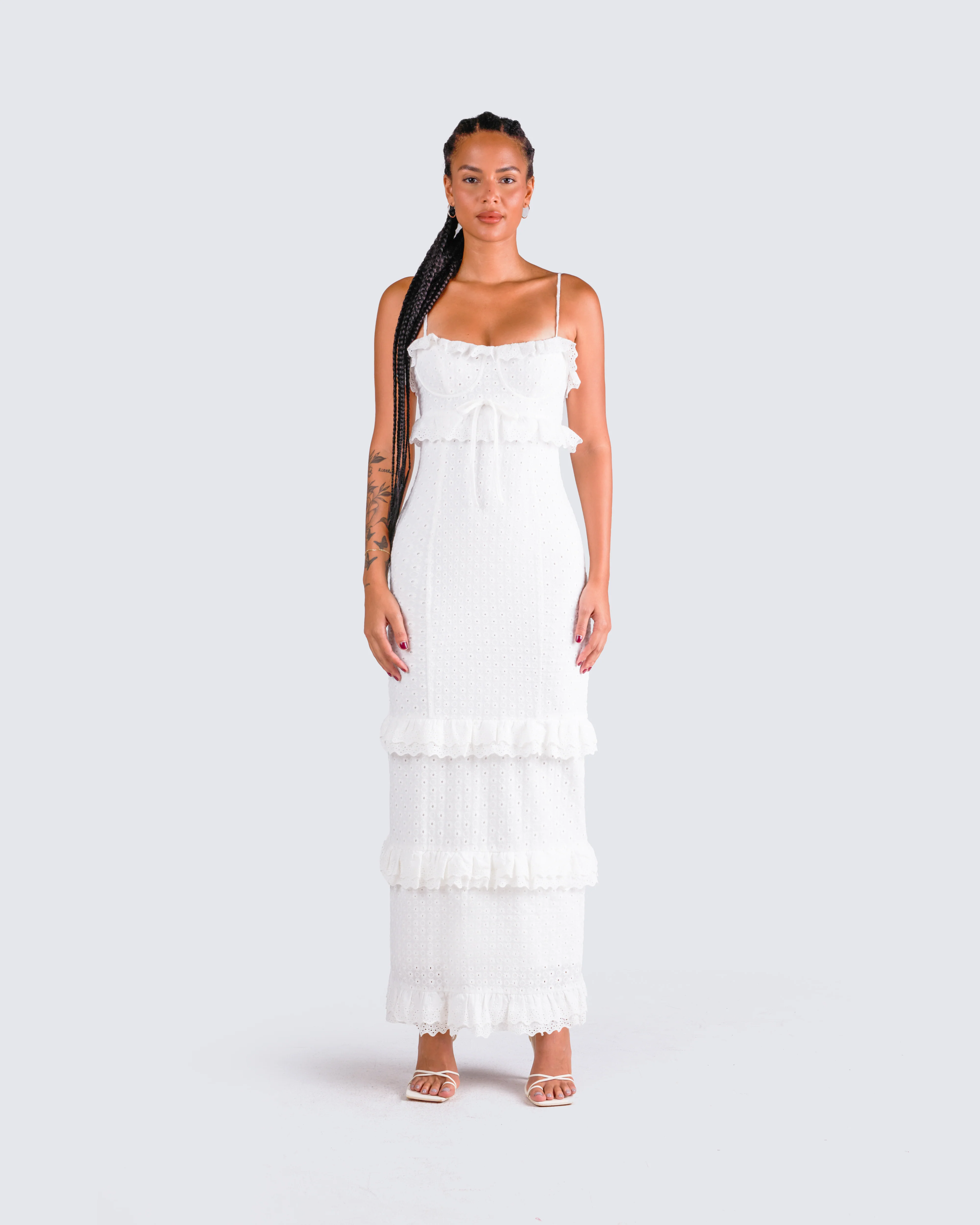 Juniper White Eyelet Maxi Dress - Image 4