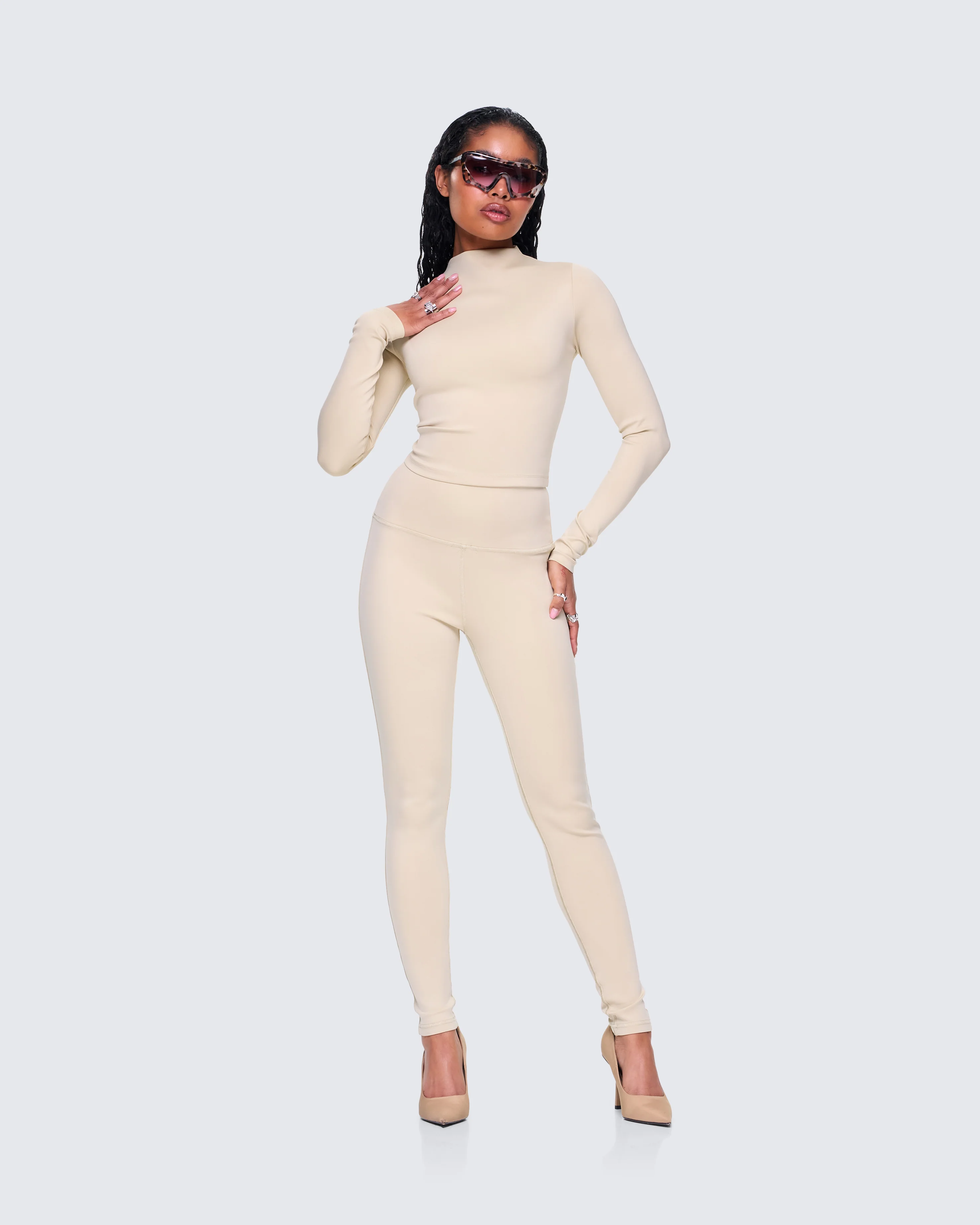 Jyn Khaki Jersey Leggings - Image 8