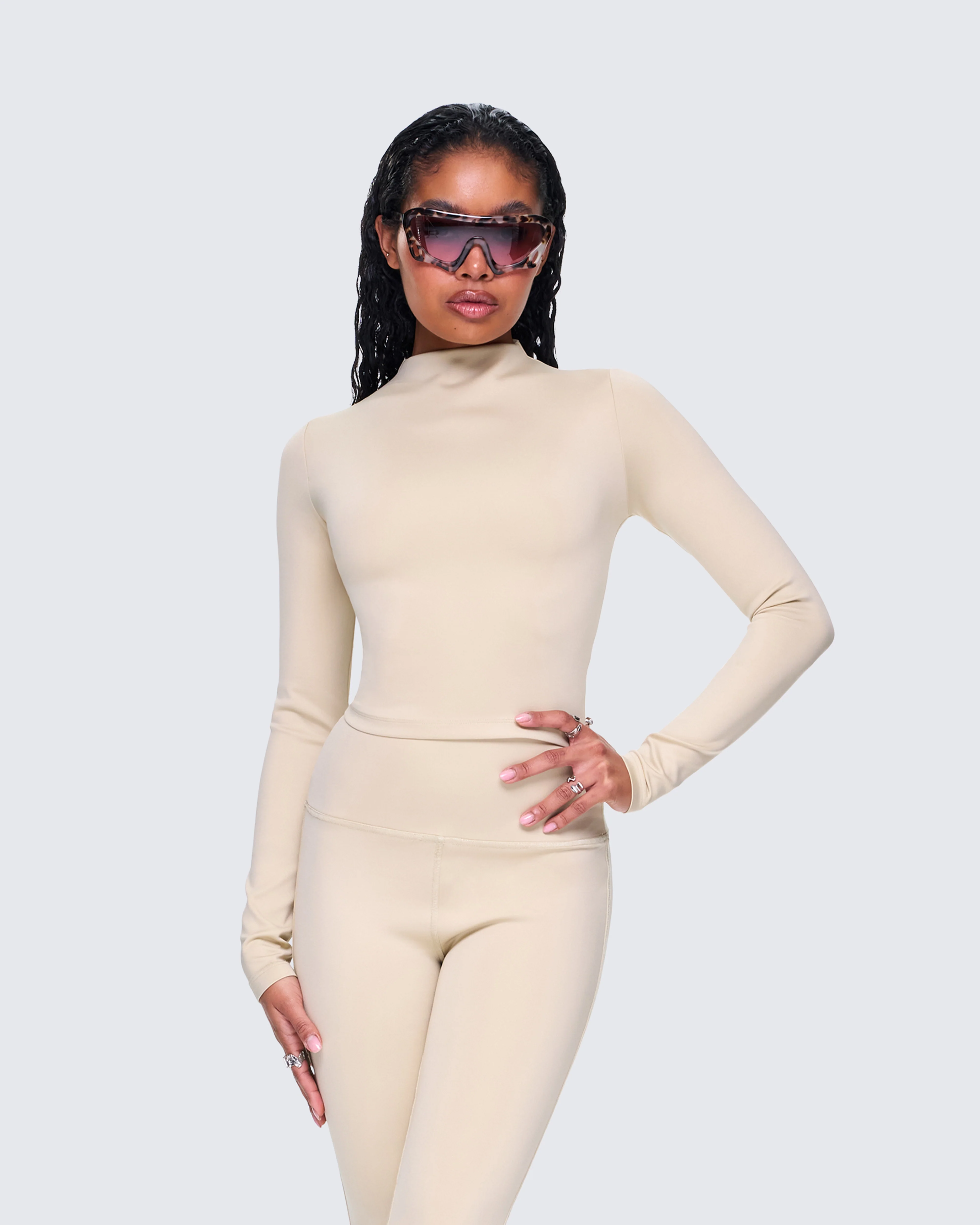 Jyn Khaki Jersey Long Sleeve Top - Image 5