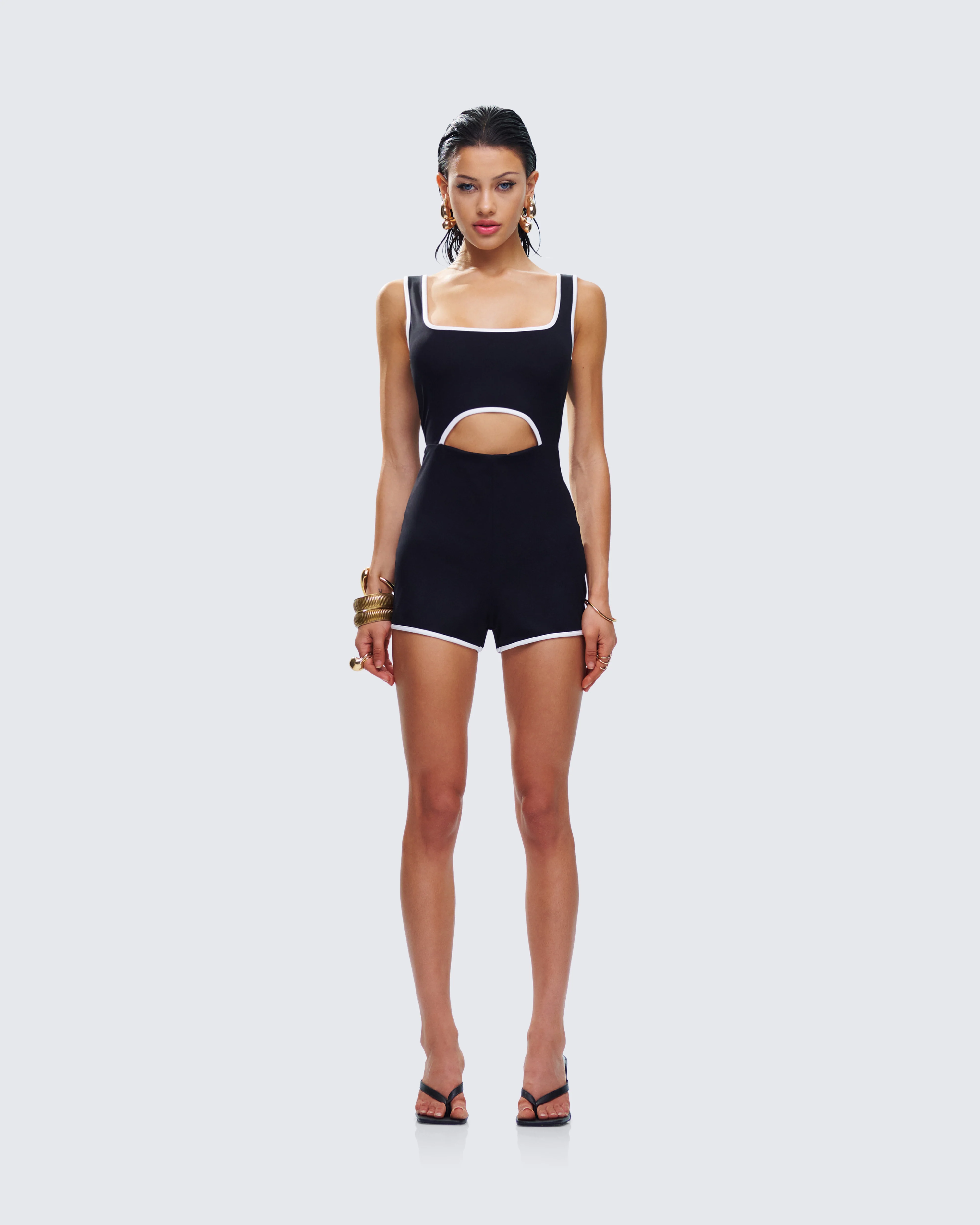 Kaede Black Contrast Binding Onesie - Image 3
