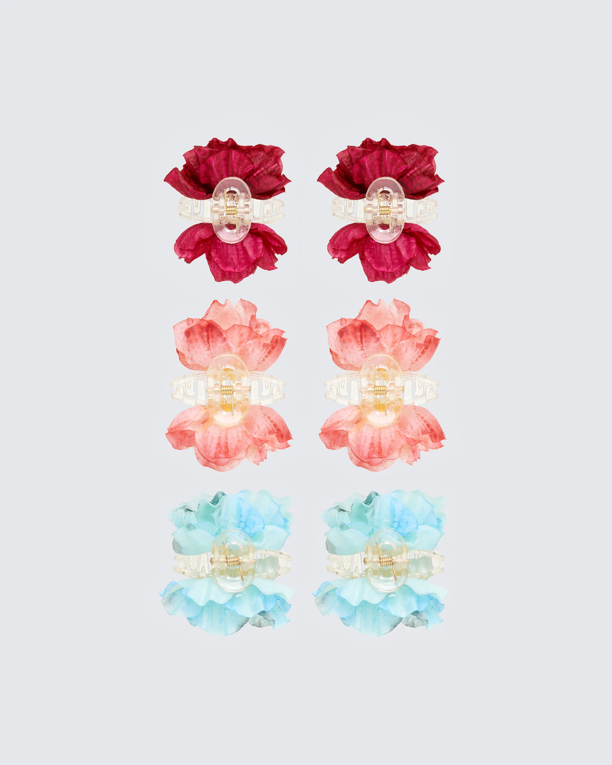 Kaelis Multi Flower Hair Claw Set - 6 Pack - Image 2
