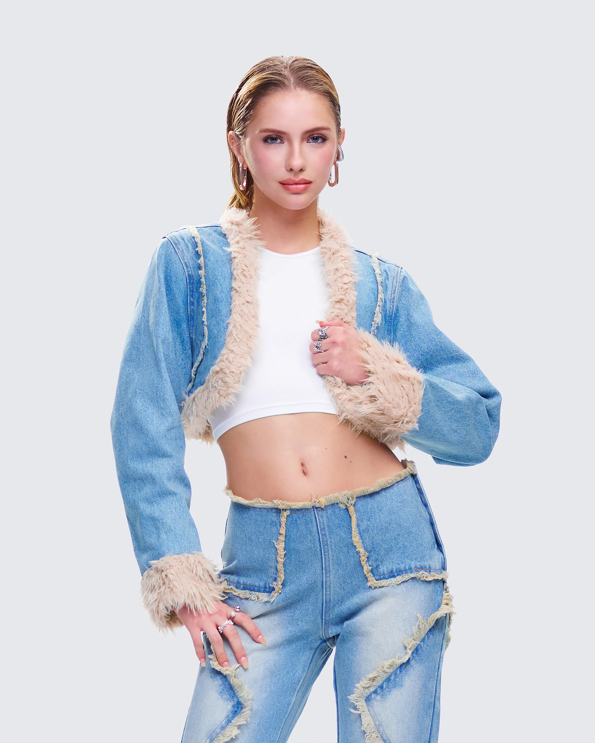 Kaiana Blue Denim Cropped Jacket - Image 5