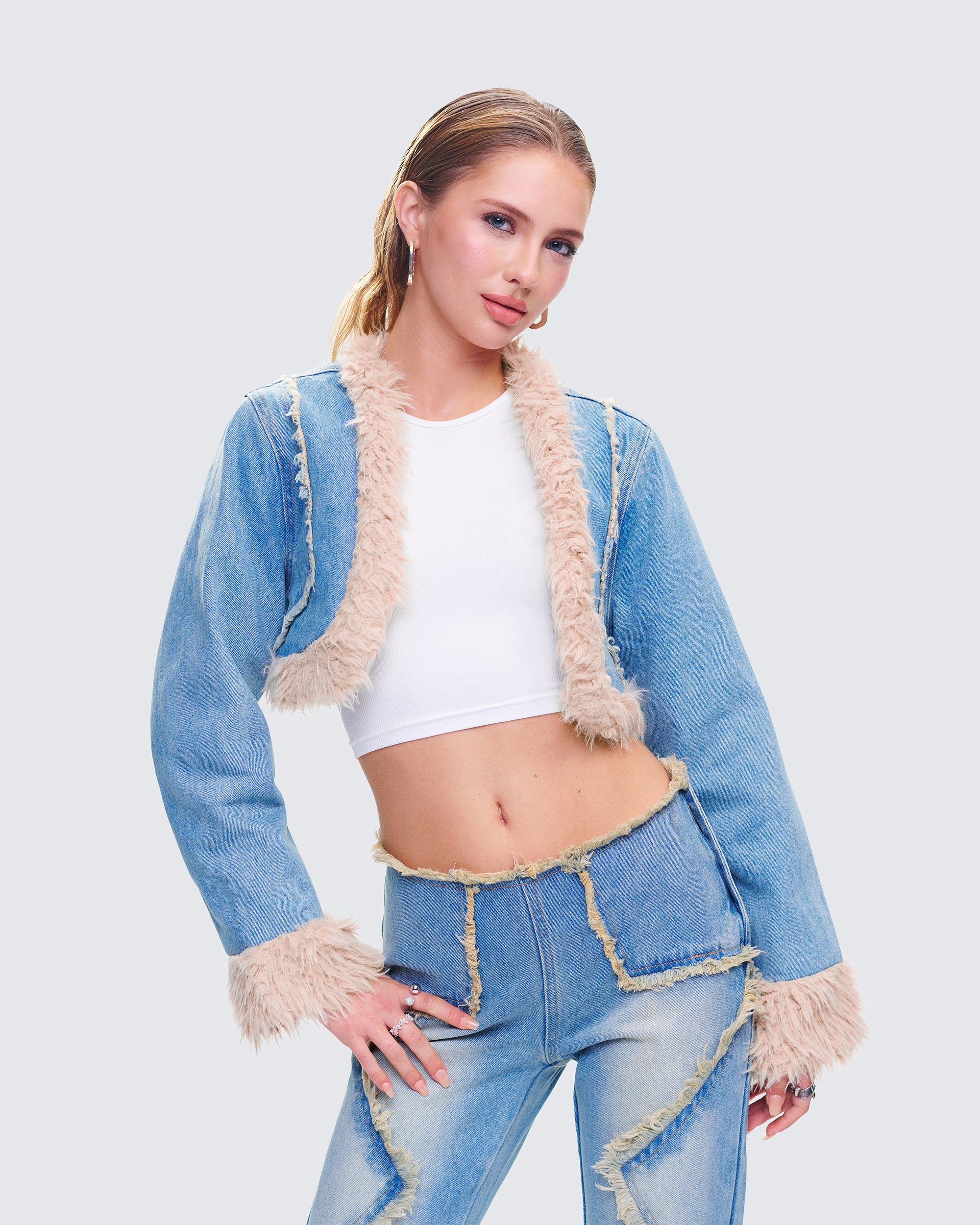Kaiana Blue Denim Cropped Jacket - Image 6