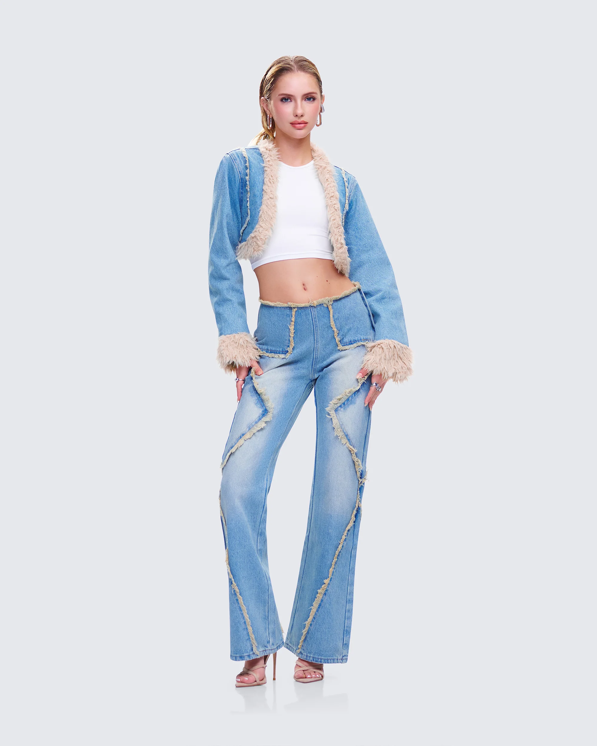 Kaiana Blue Denim Cropped Jacket - Image 8