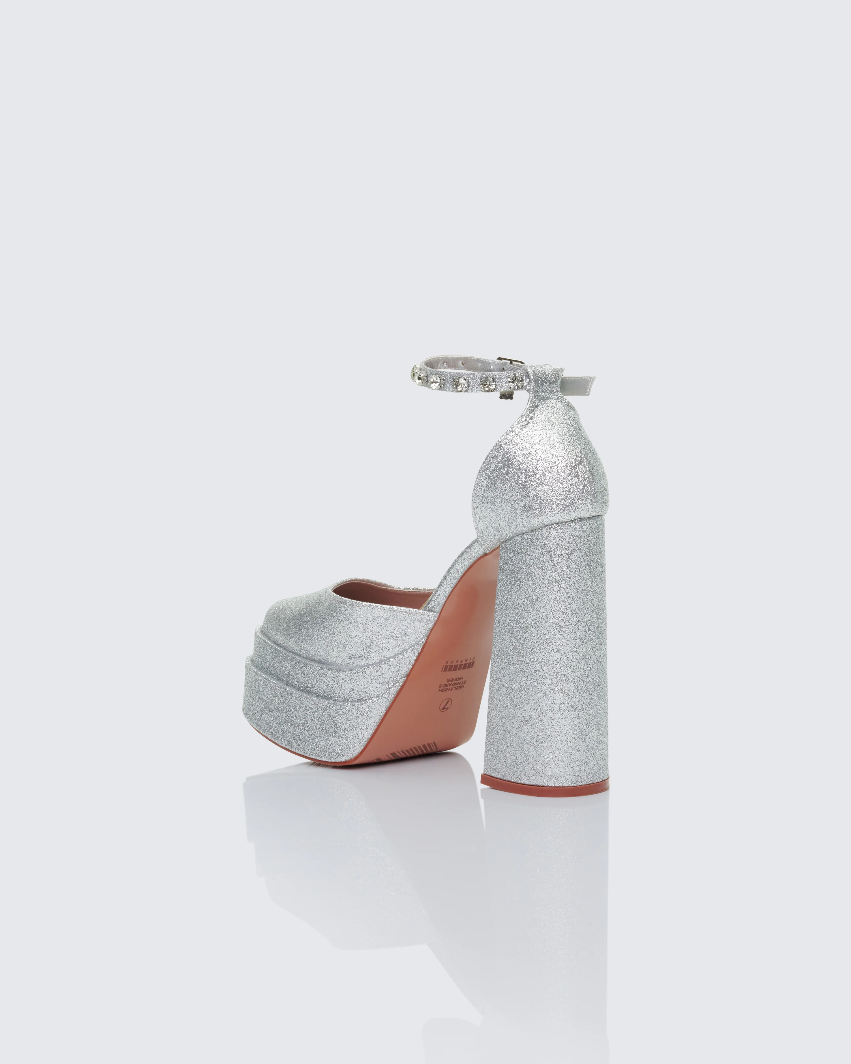 Kailin Silver Glitter Platform Heels - Image 3