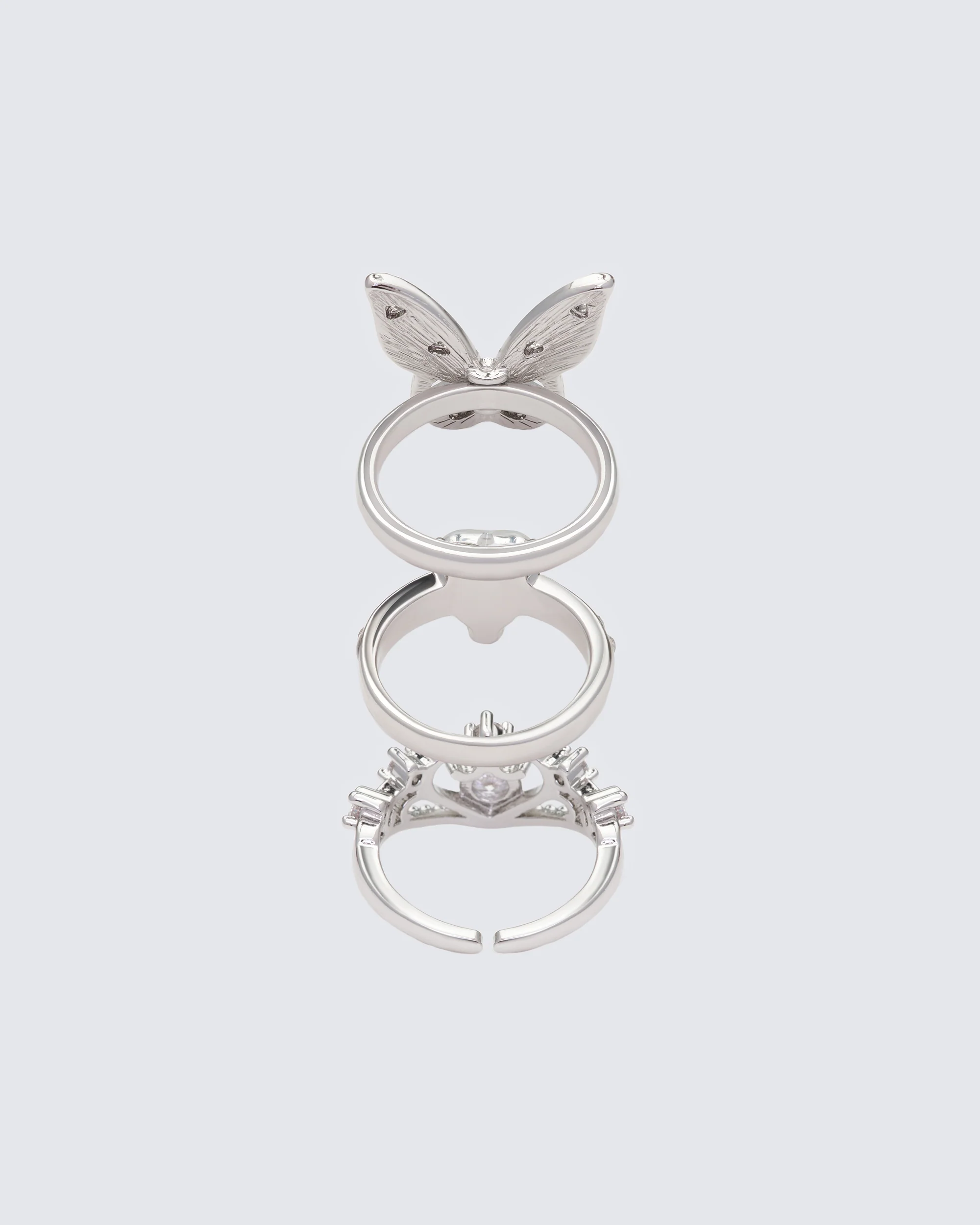 Kalinda Silver Princess Stack Ring Set - Image 2