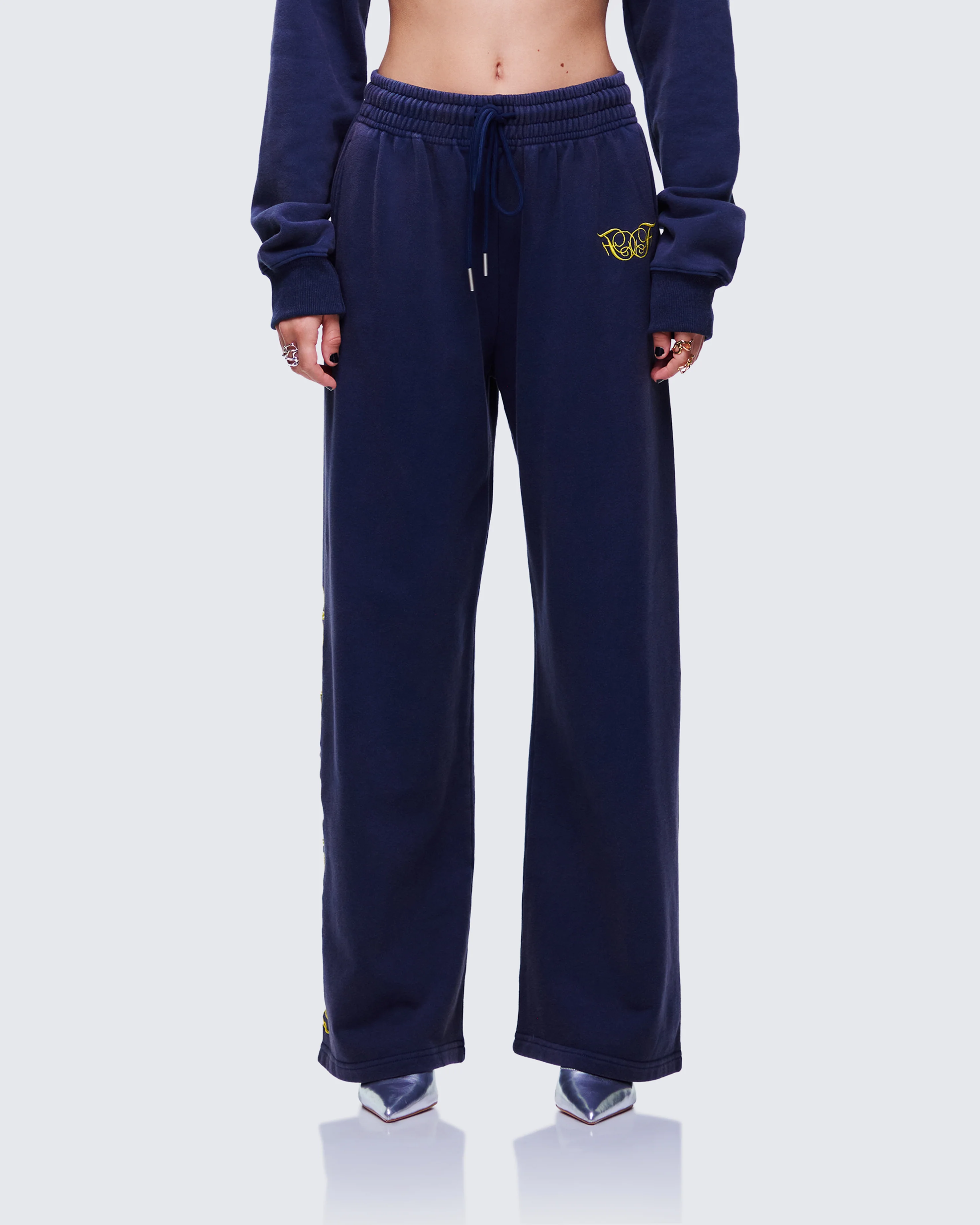 Kamilah Blue Acid Wash Wide Leg Sweat Pant - Image 2