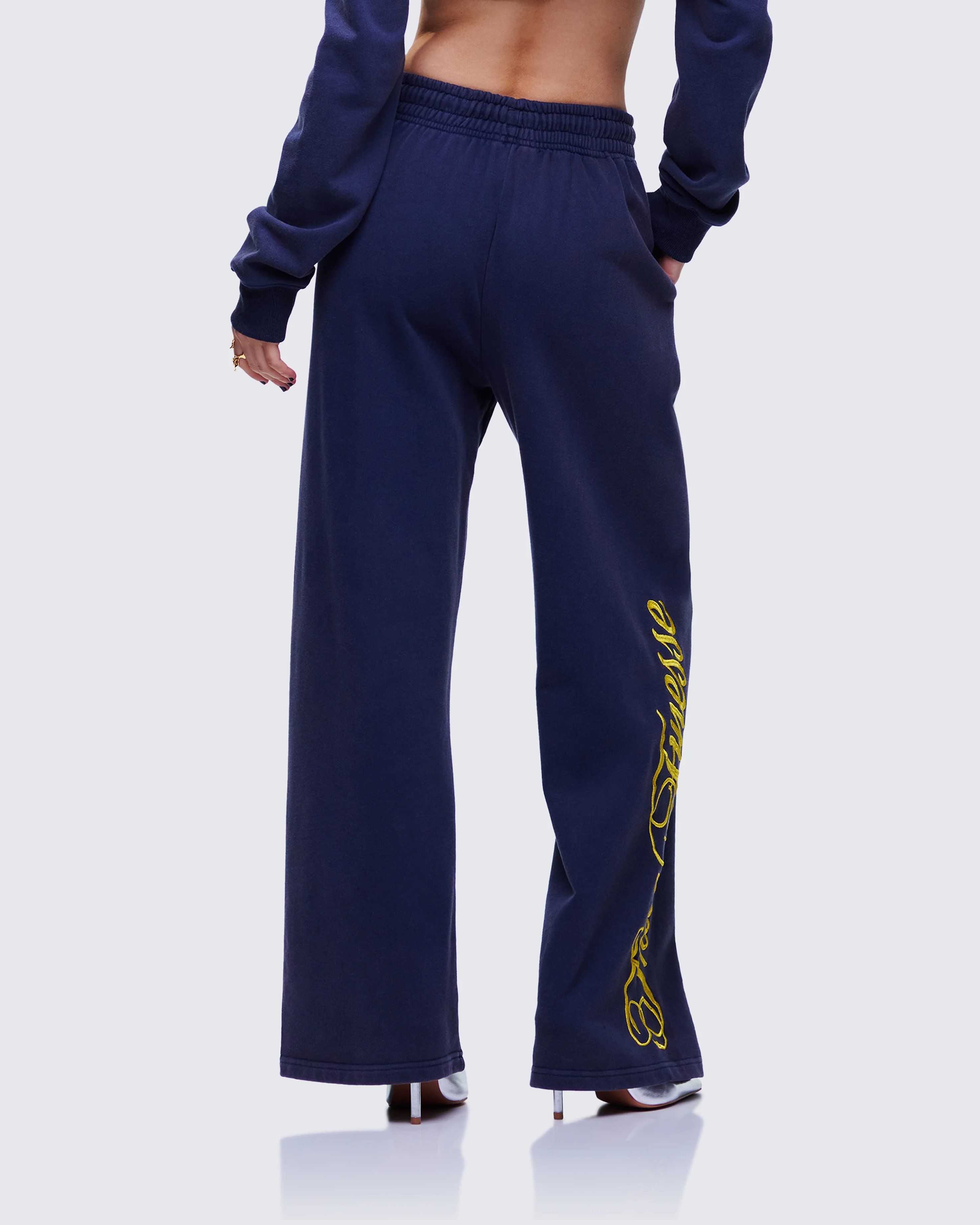 Kamilah Blue Acid Wash Wide Leg Sweat Pant - Image 4