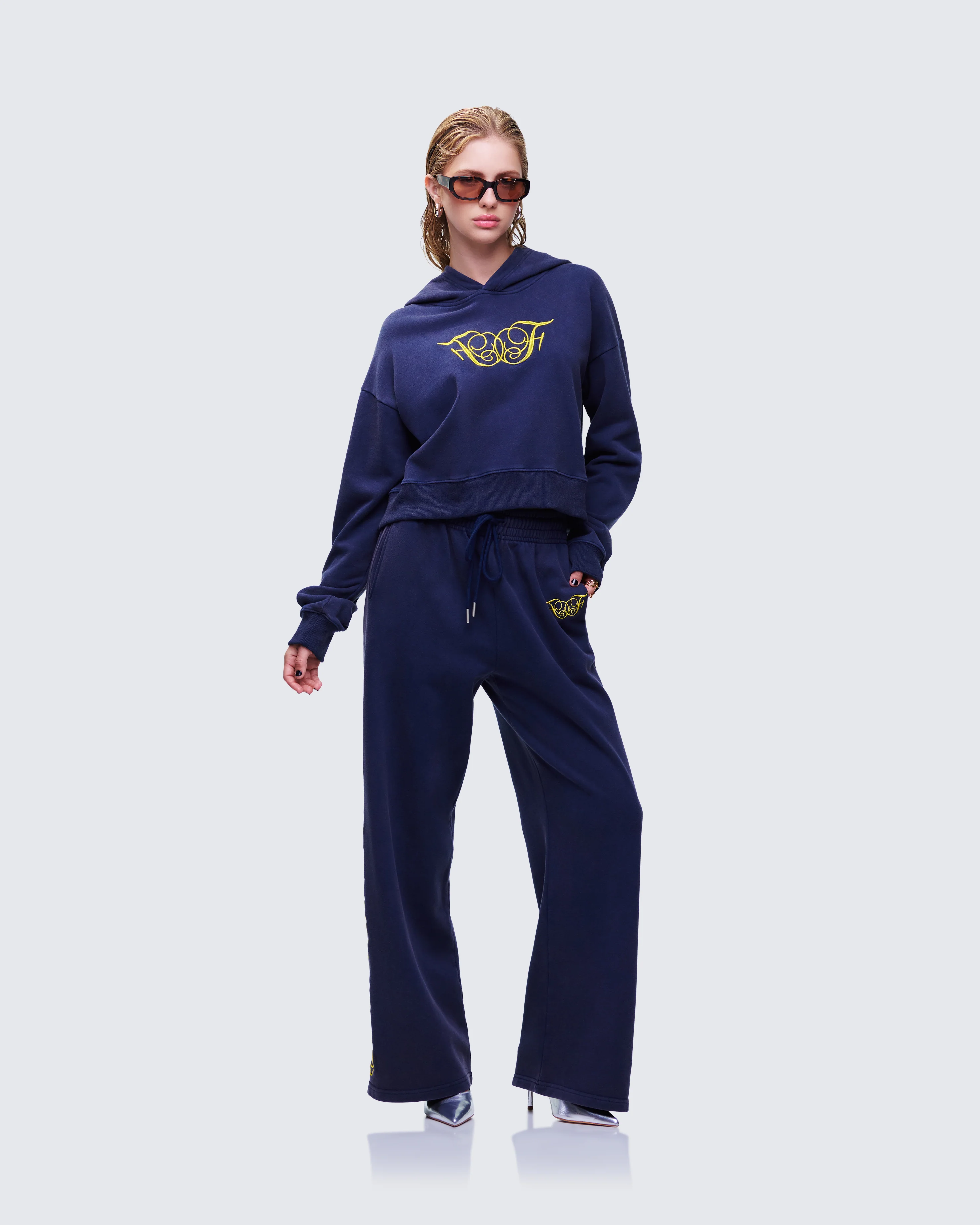 Kamilah Blue Acid Wash Wide Leg Sweat Pant - Image 5