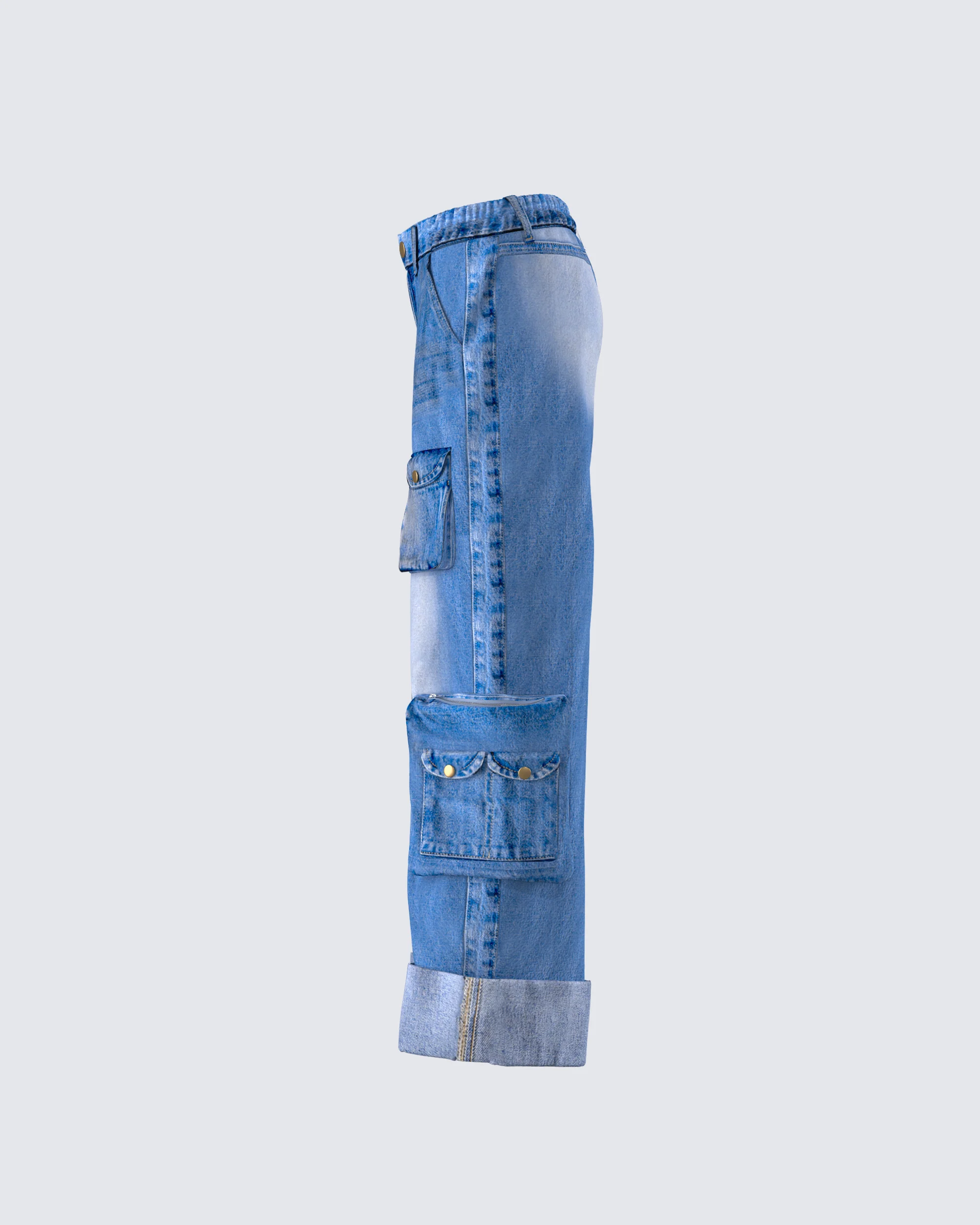 Karen Blue Denim Cargo Pant - Image 2