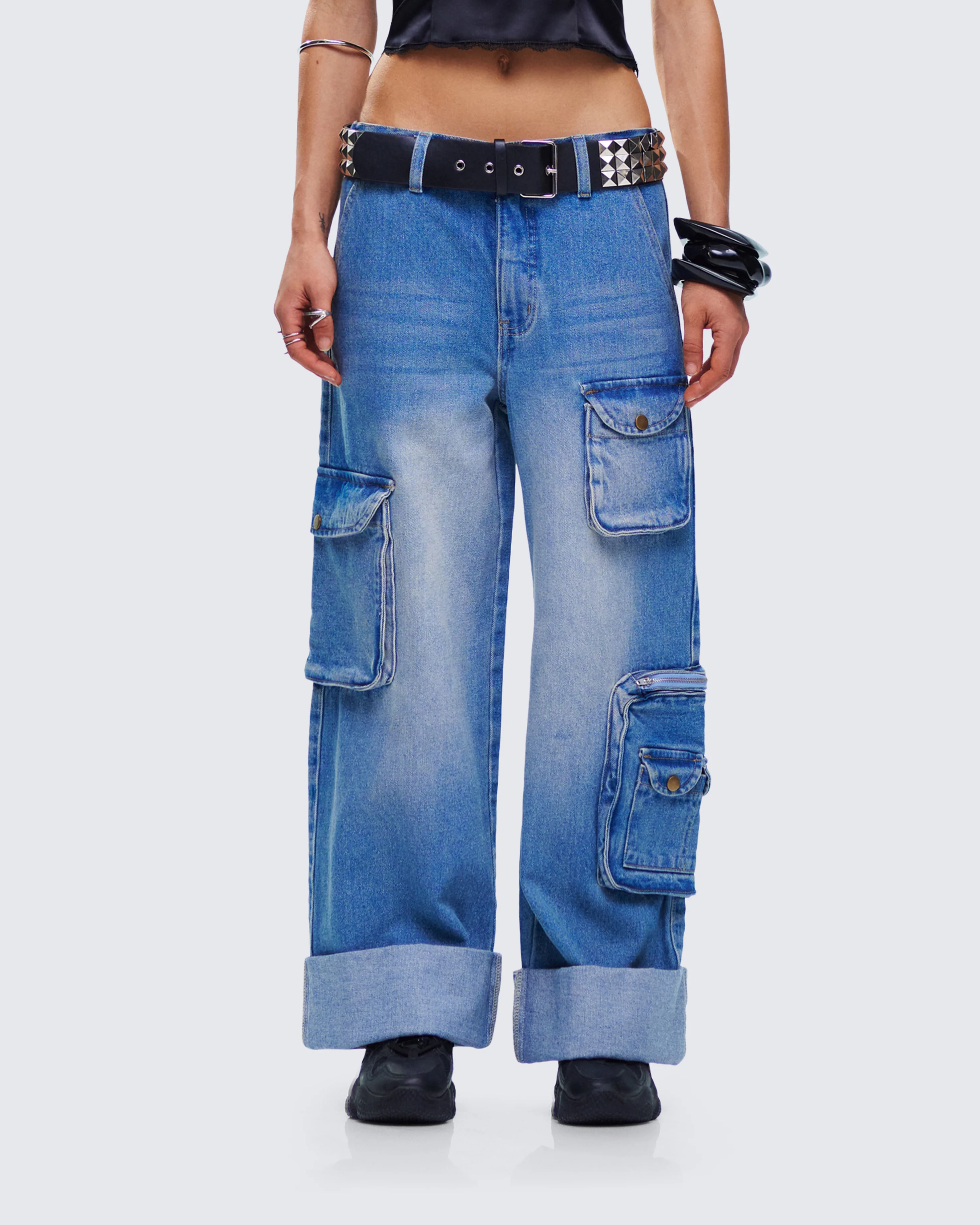Karen Blue Denim Cargo Pant - Image 4