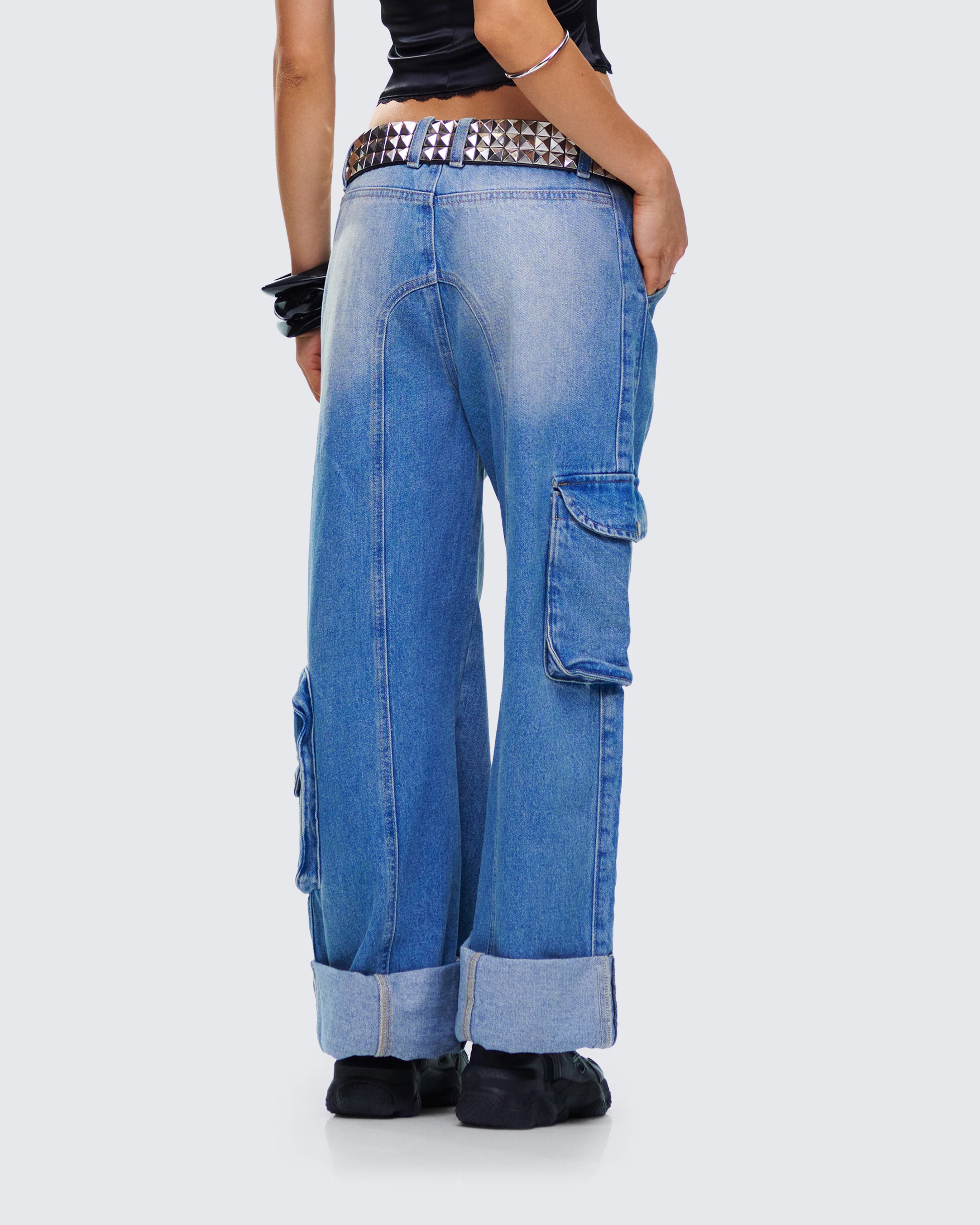 Karen Blue Denim Cargo Pant - Image 6