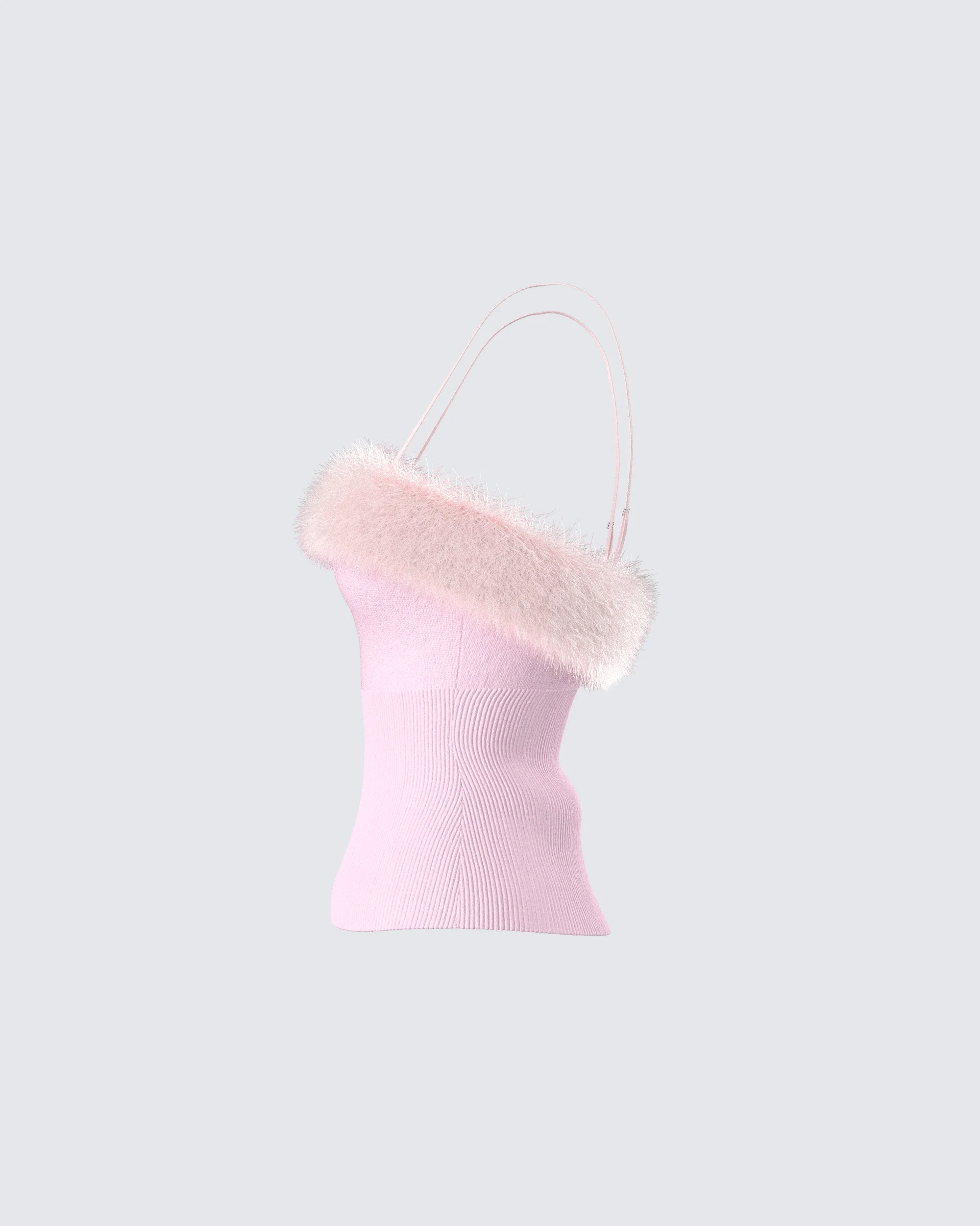 Karlissa Pink Fur Trim Cami Top - Image 2