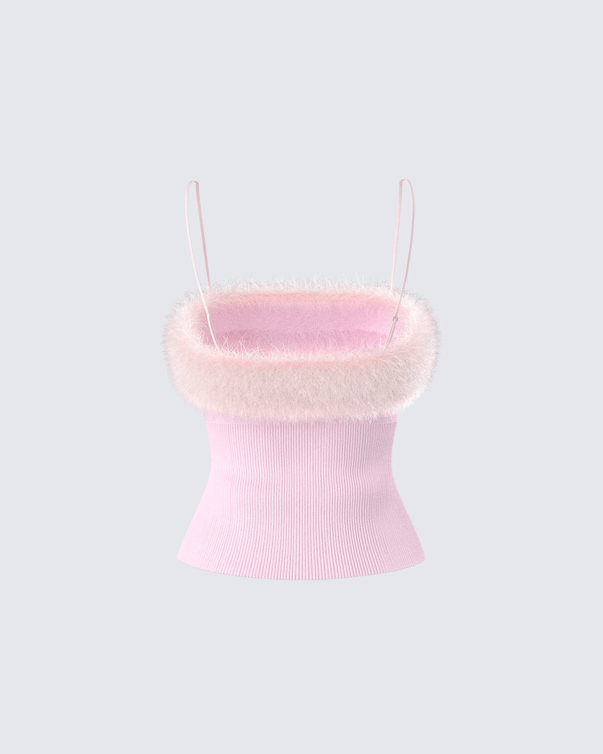 Karlissa Pink Fur Trim Cami Top - Image 3