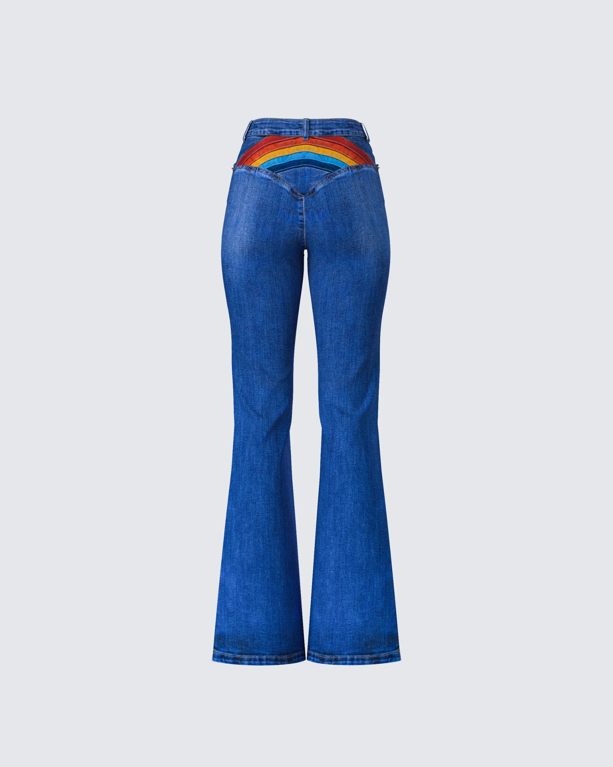 Kass High Rise Blue Denim Rainbow Jean - Image 3