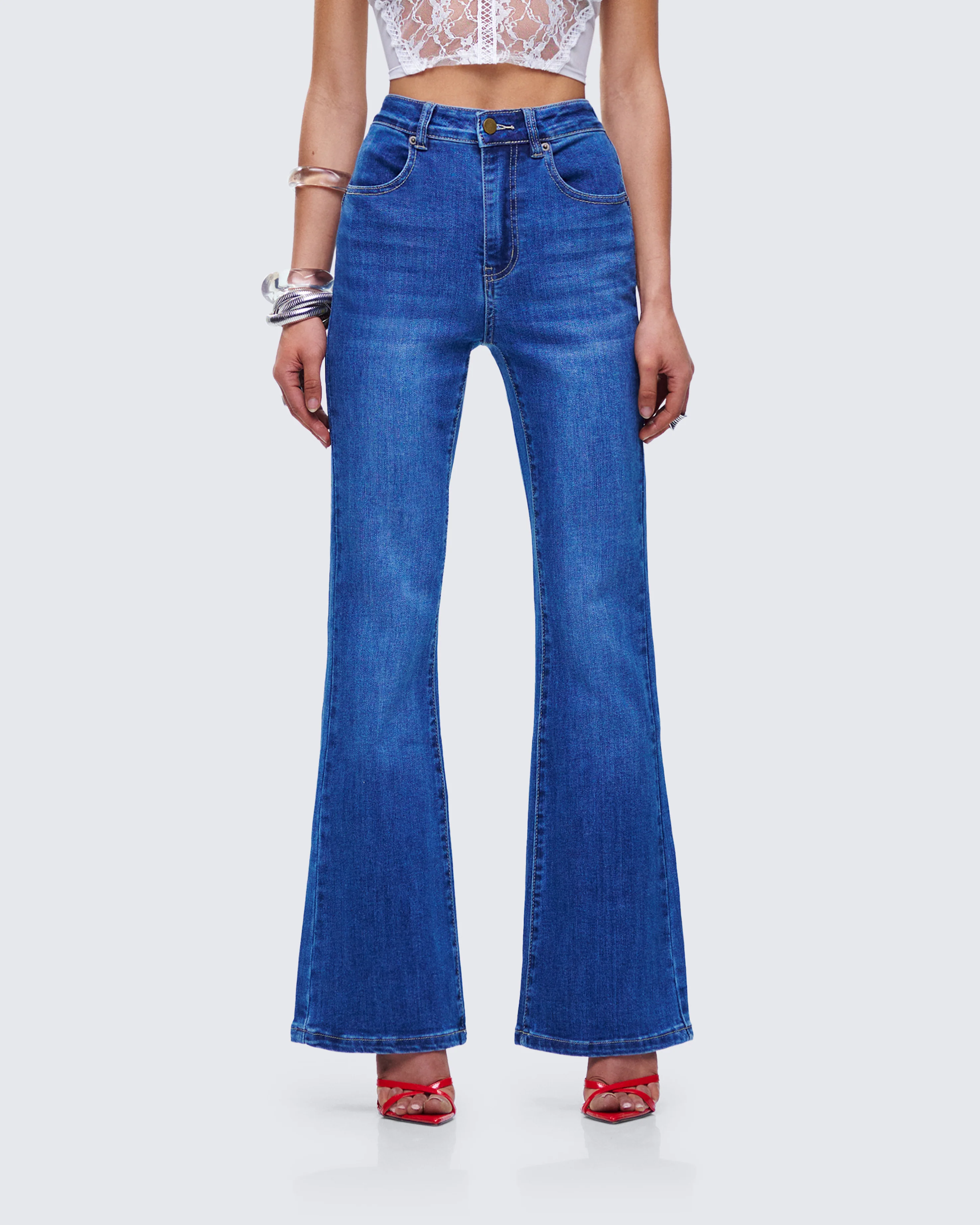 Kass High Rise Blue Denim Rainbow Jean - Image 4