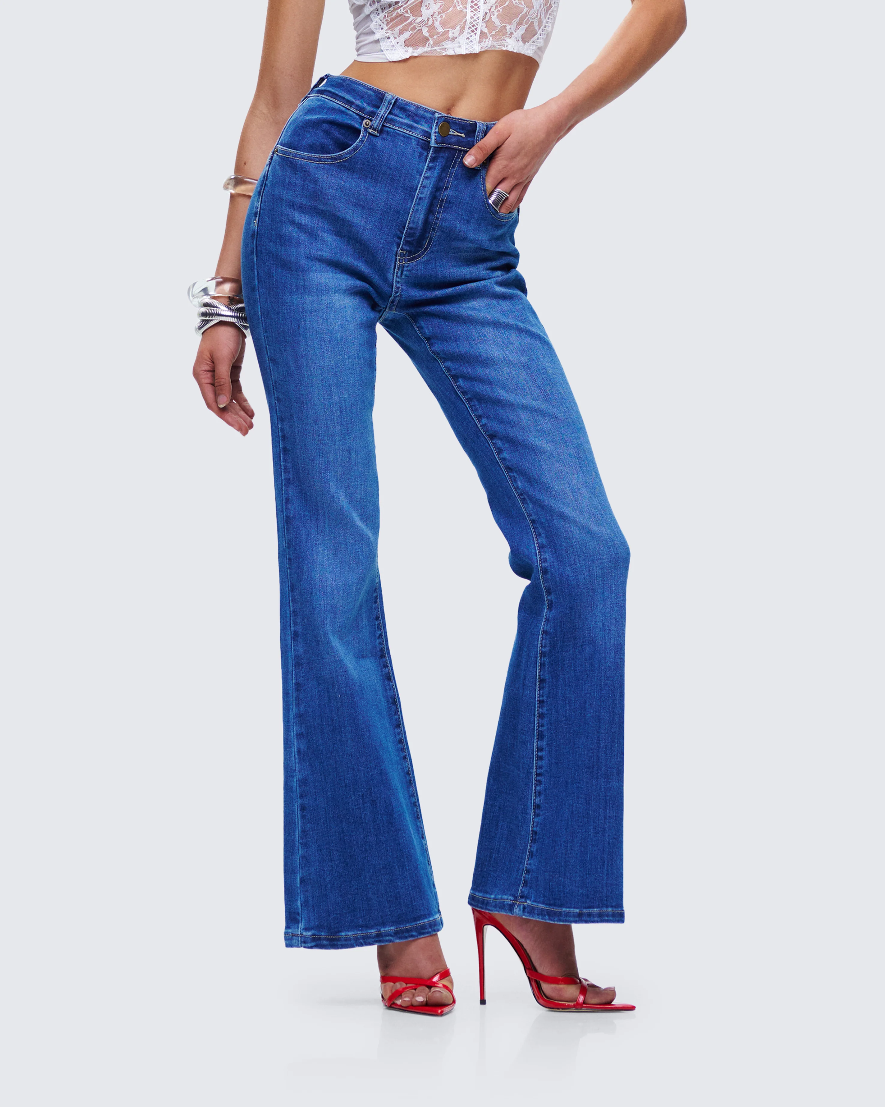 Kass High Rise Blue Denim Rainbow Jean - Image 5