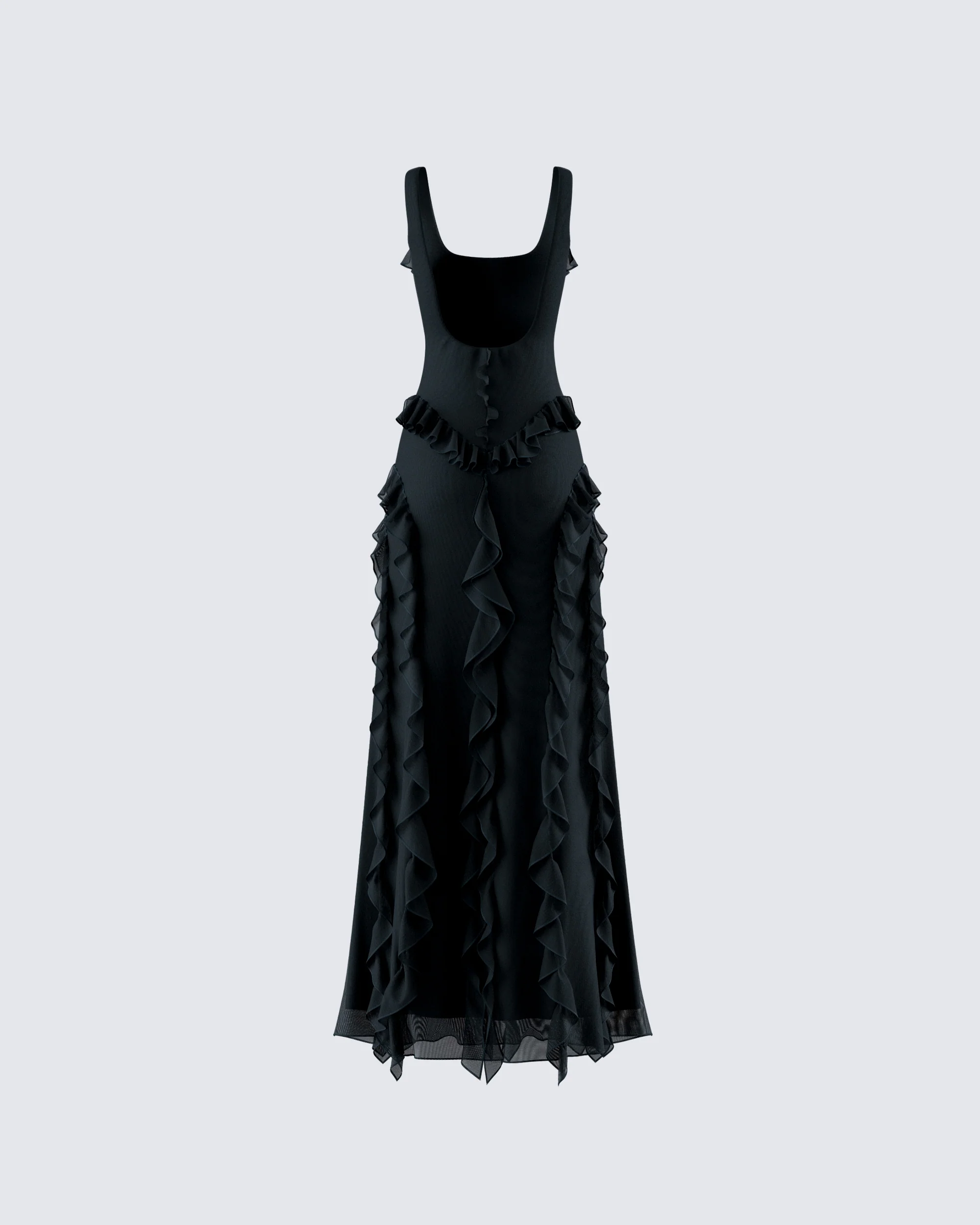 Katelyn Black Ruffle Maxi Dress - Image 3