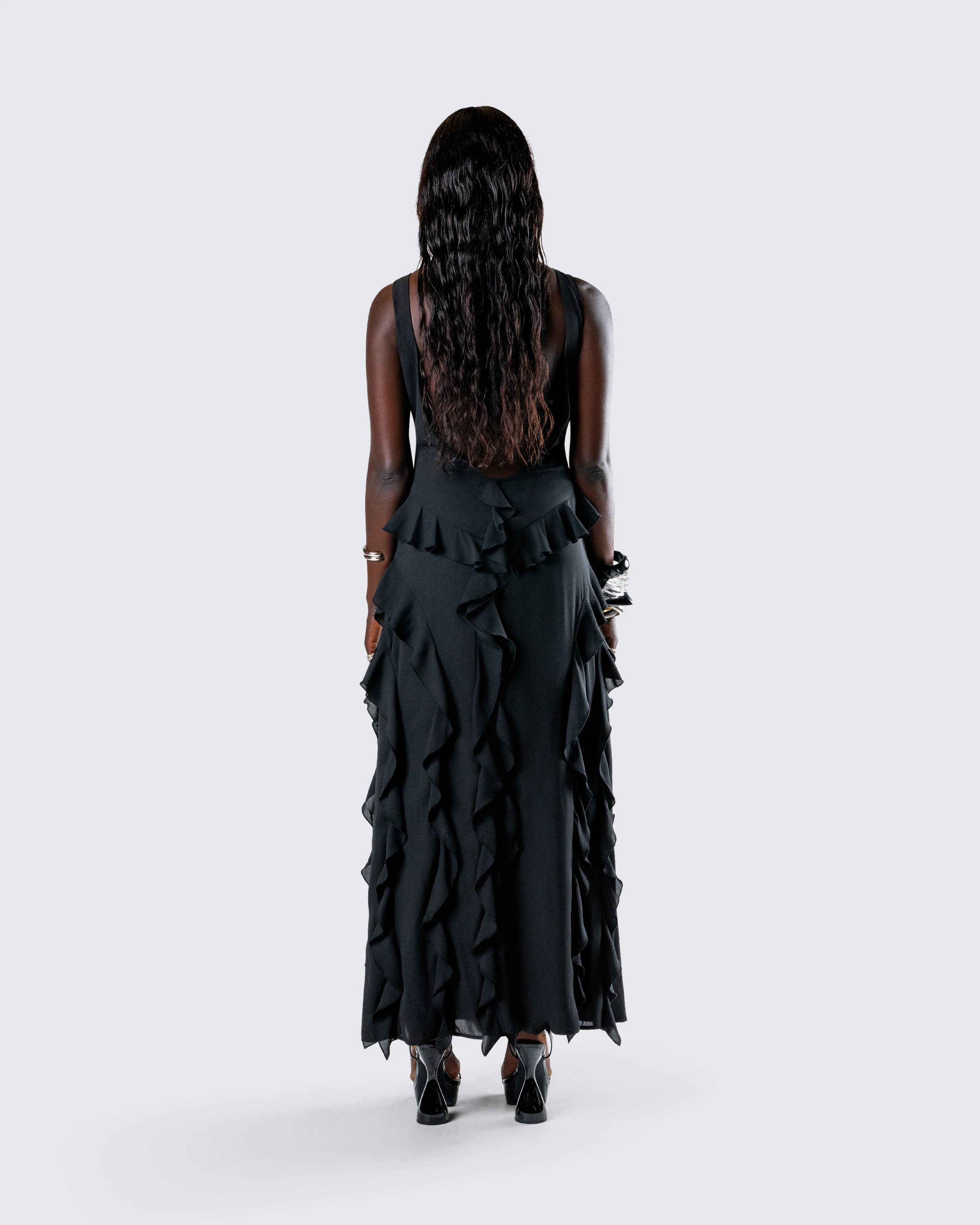 Katelyn Black Ruffle Maxi Dress - Image 7