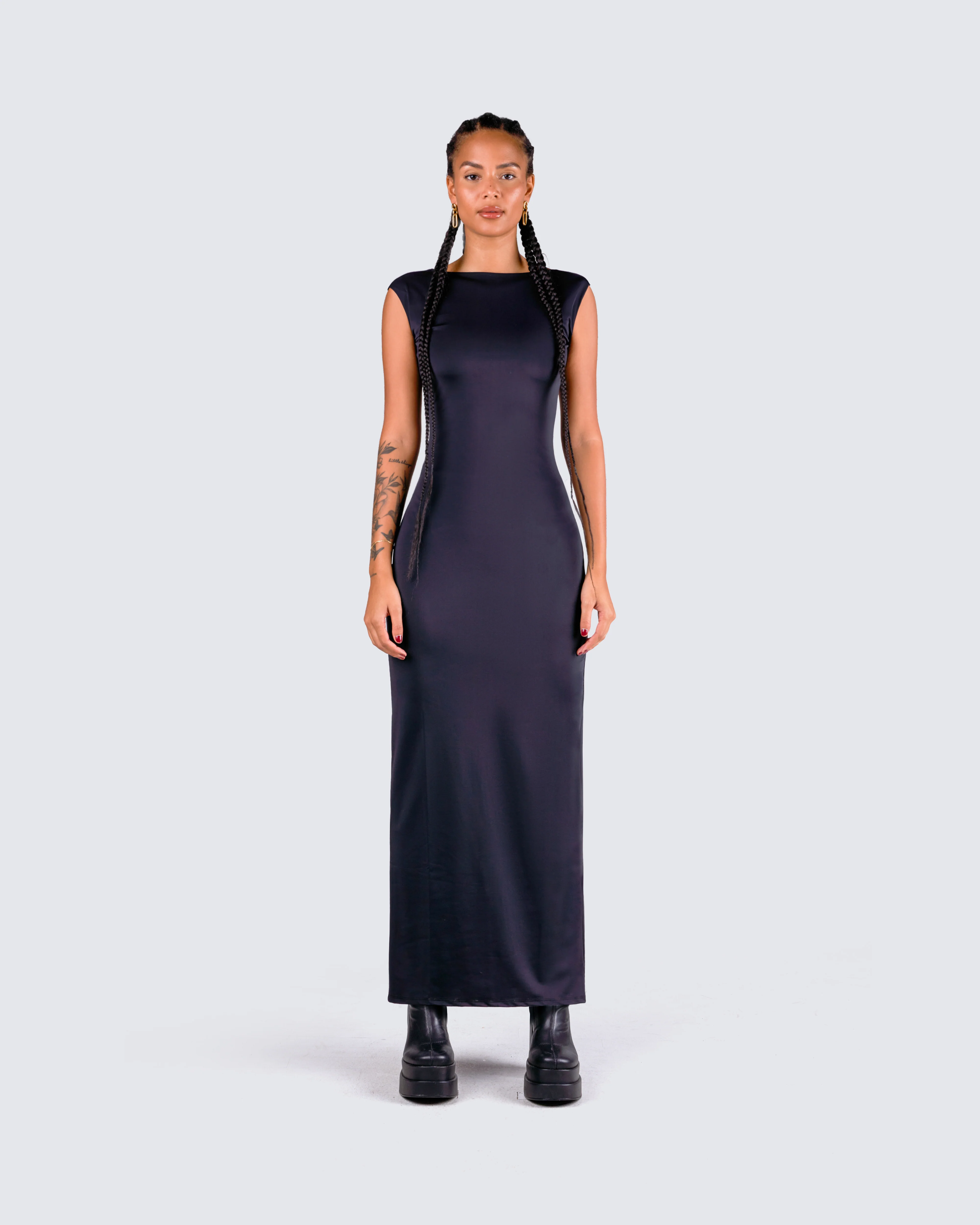 Kath Black Jersey Backless Dress - Image 4