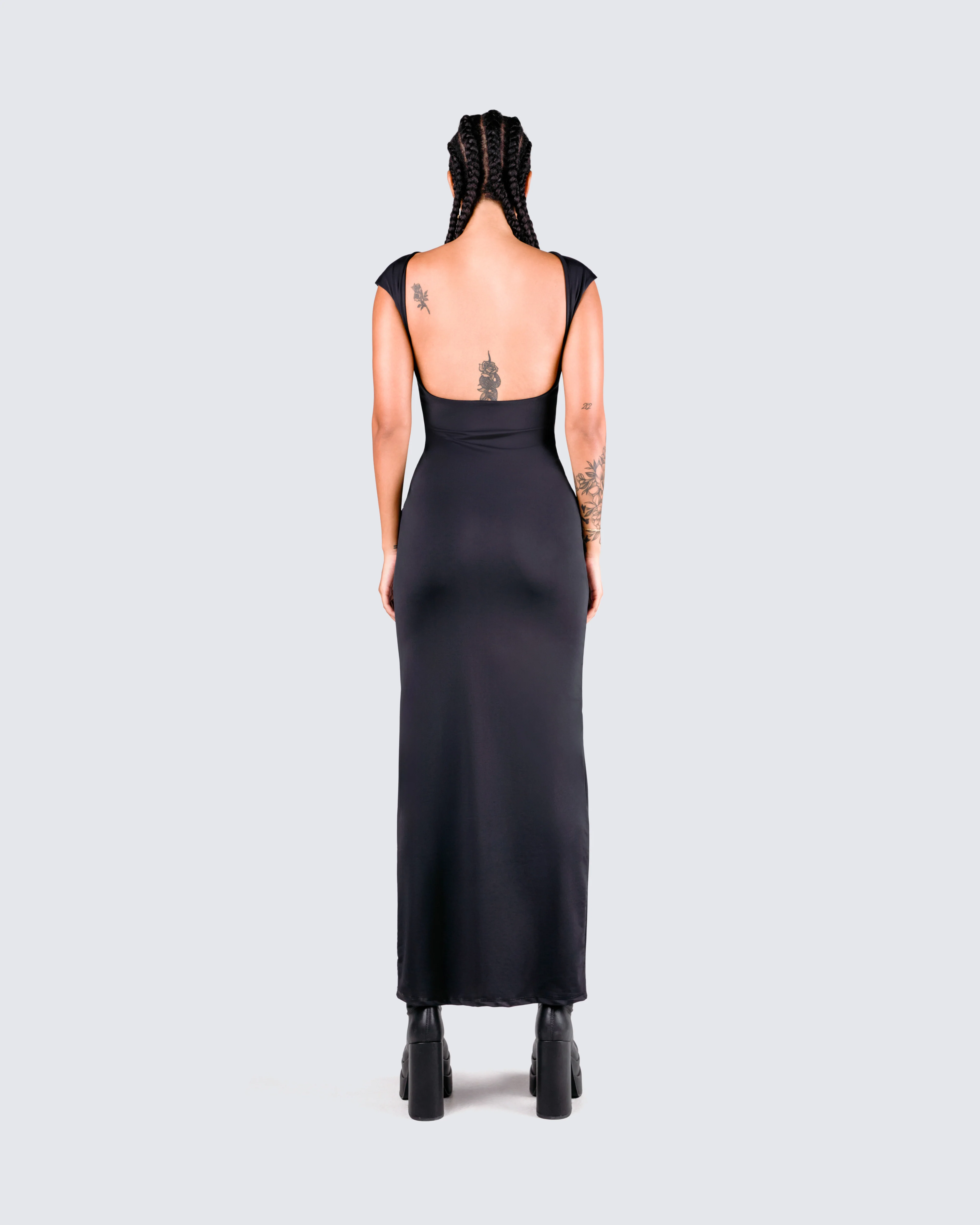 Kath Black Jersey Backless Dress - Image 6